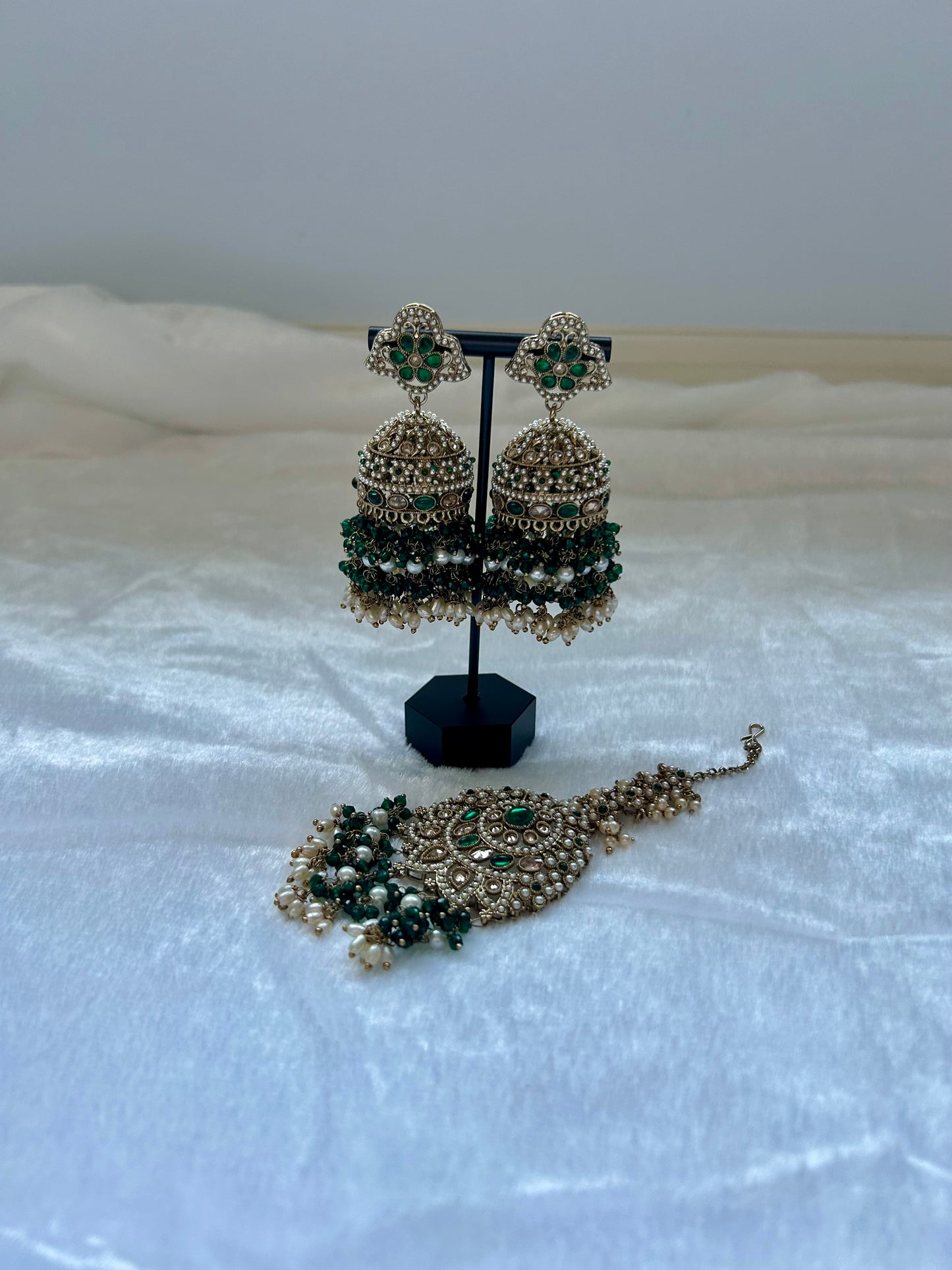 Emerald Green Polki Tikka Set