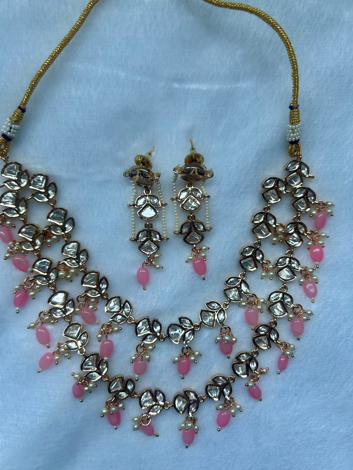 Tyaani Kundan Pink Two Layer Choker Set