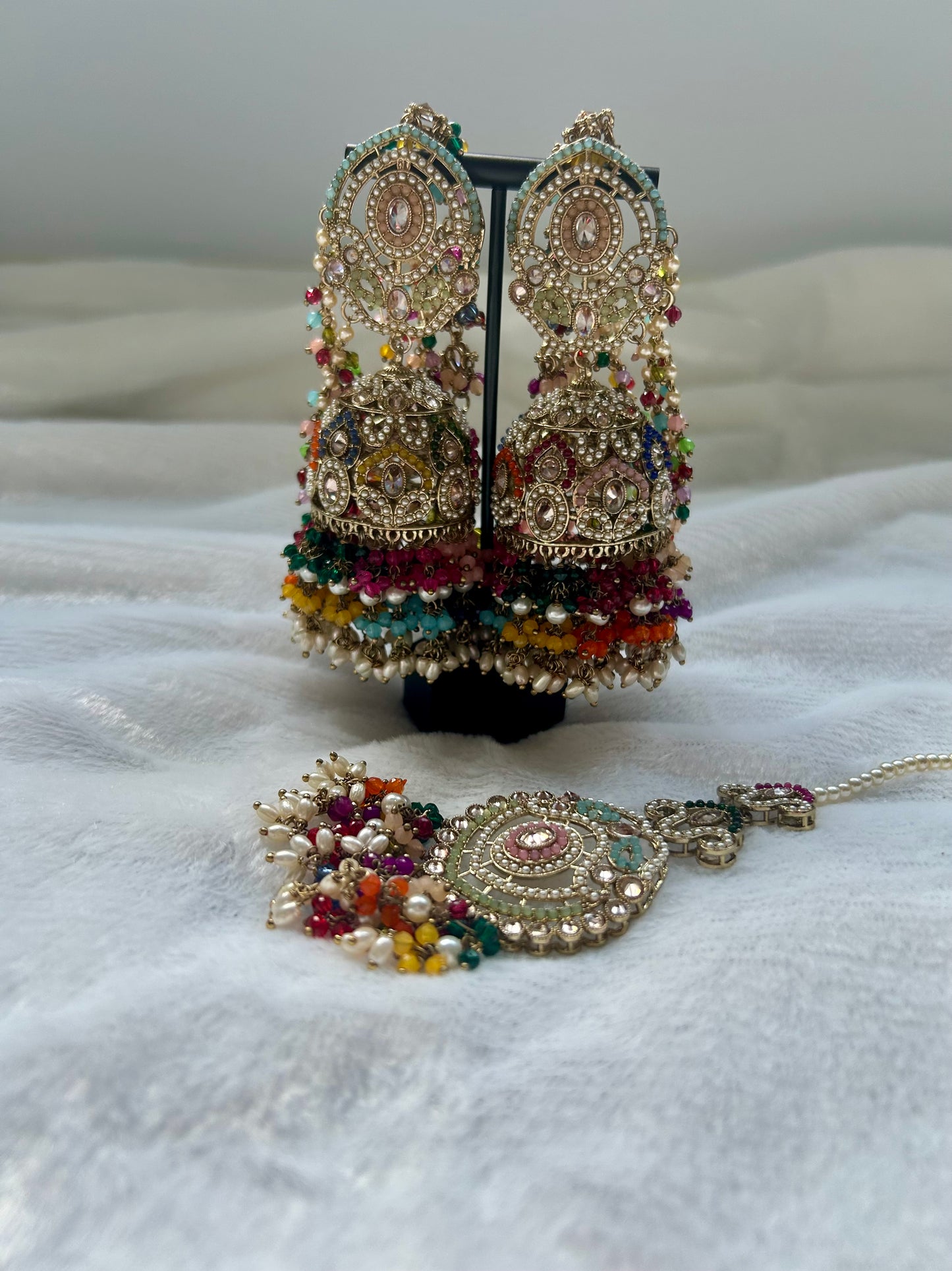 Multi Polki Sahara Jhumki Tikka Set