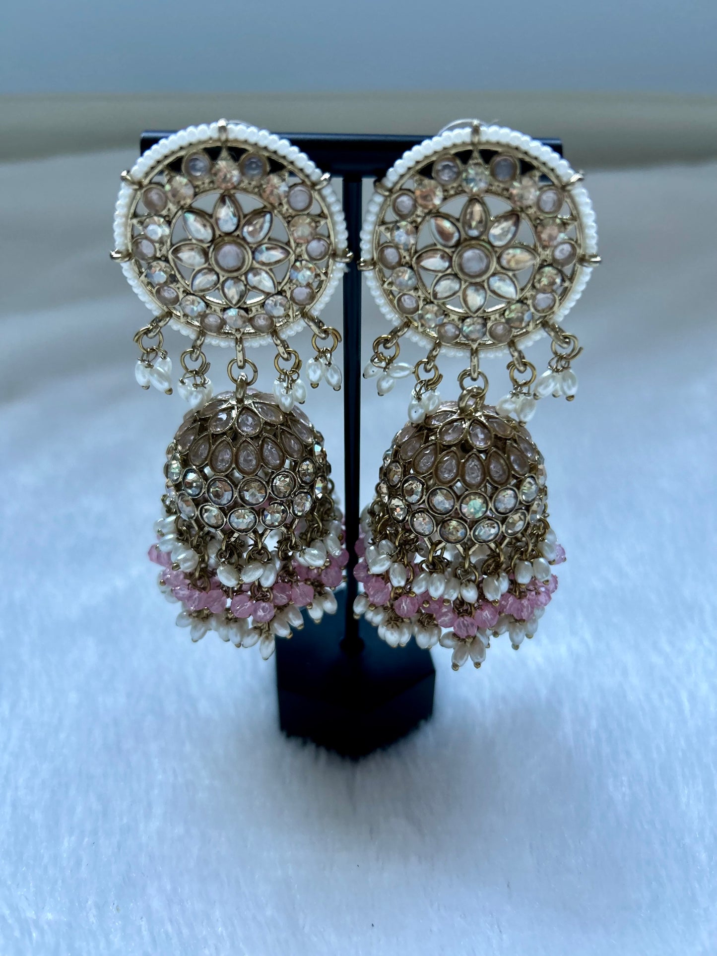 Light Pink Kundan Earrings