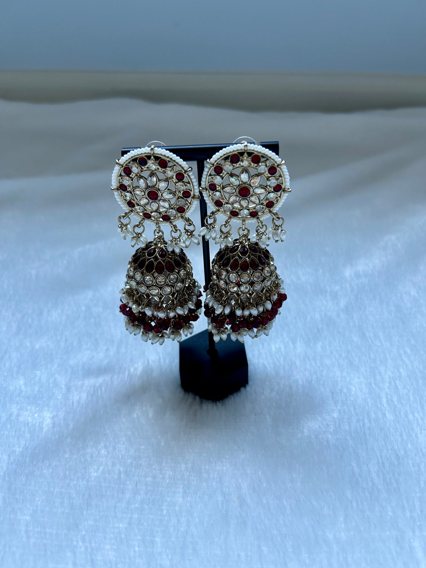 Maroon Kundan Earrings