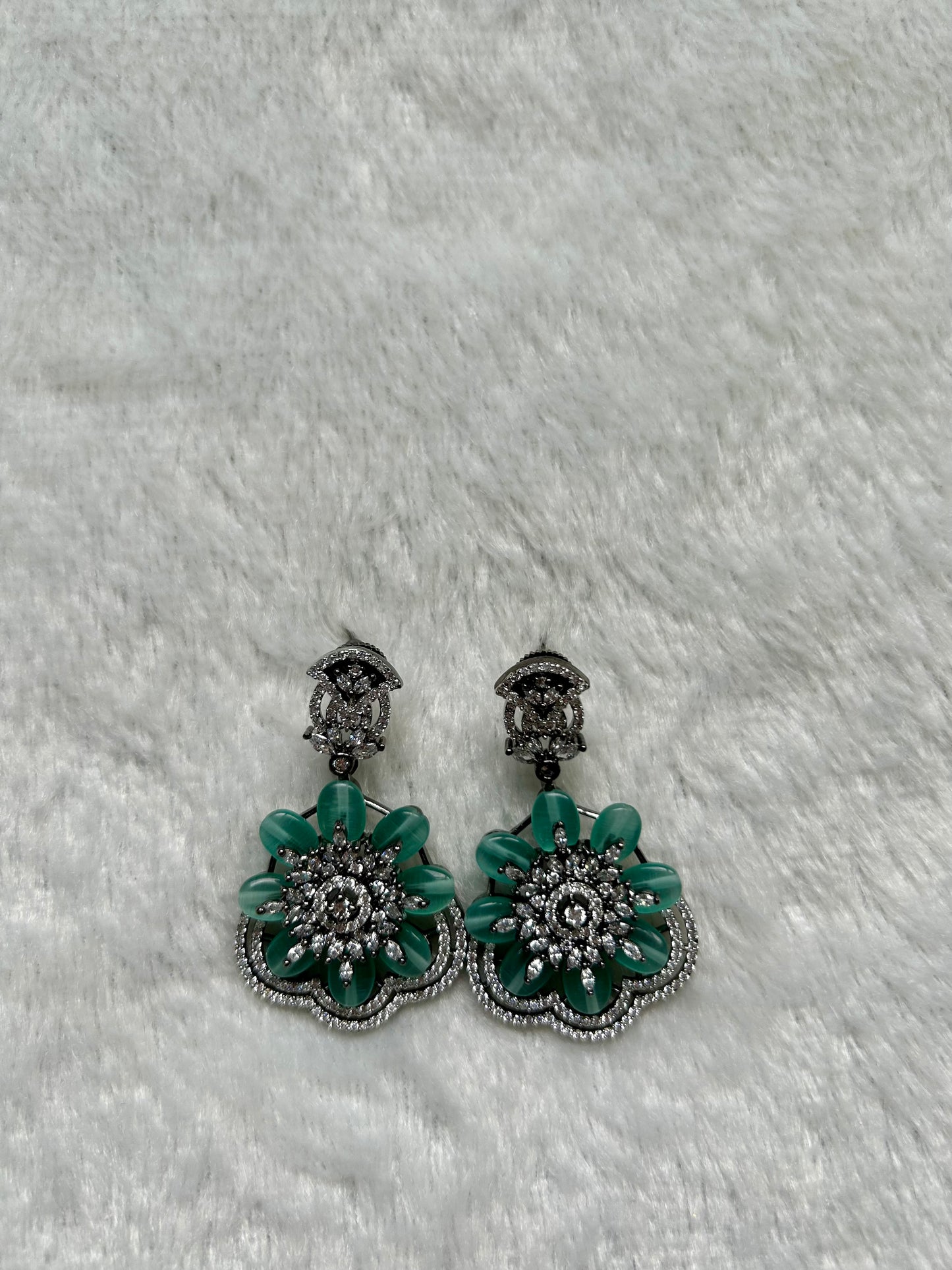 AD Light Blue Flower Earrings