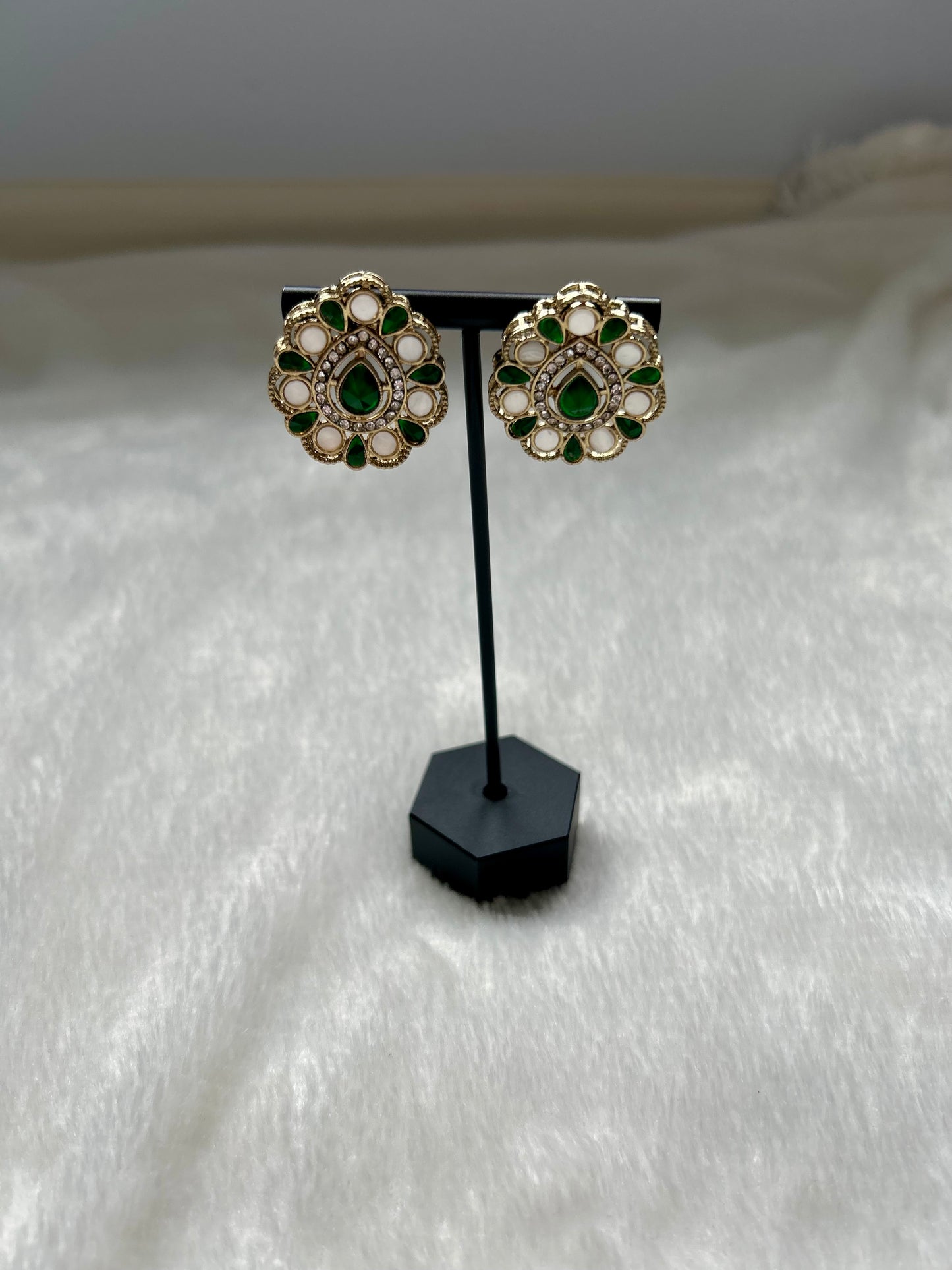 Emerald Green Polki Studs