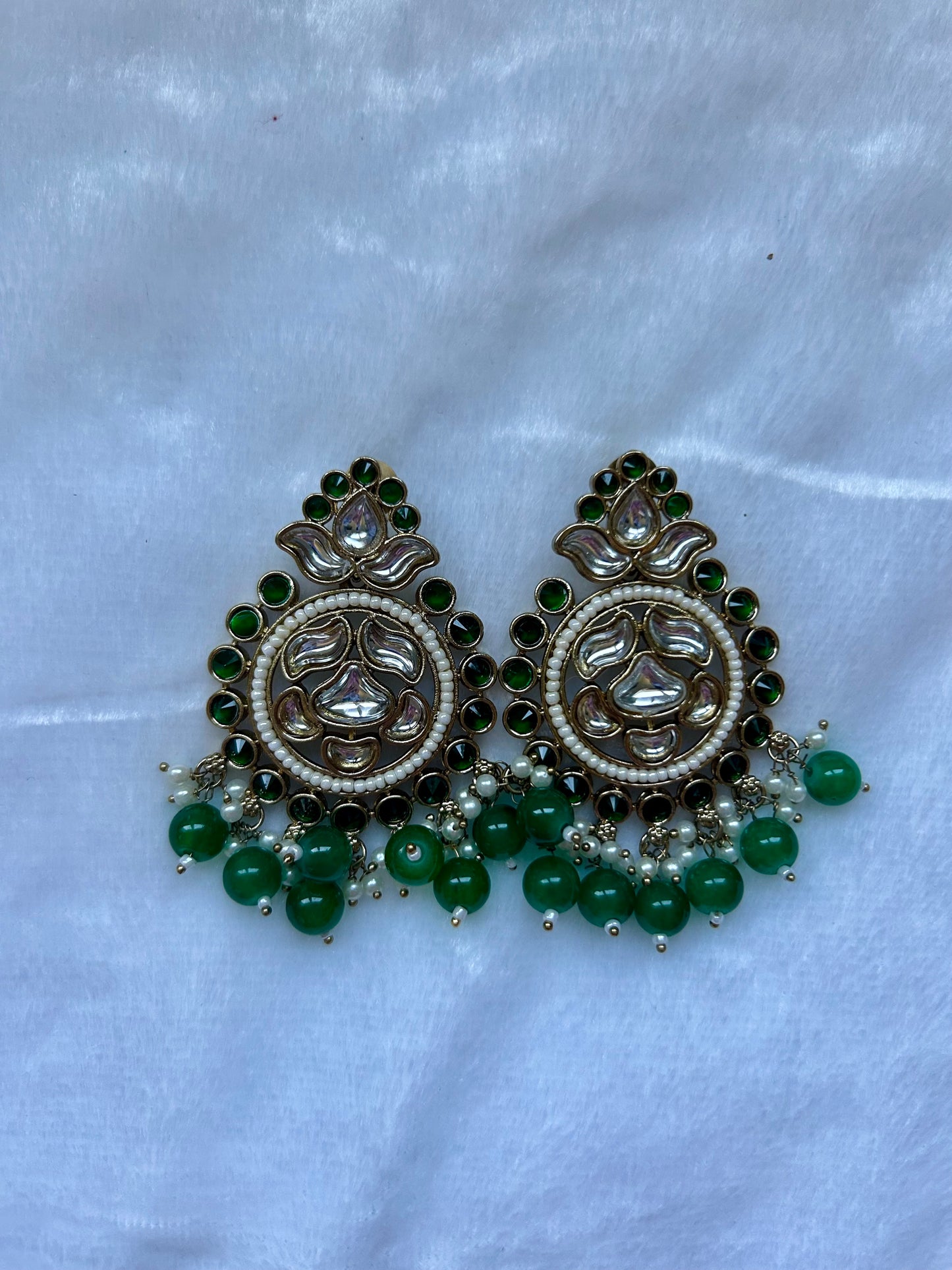Emerald Green Kundan Earrings