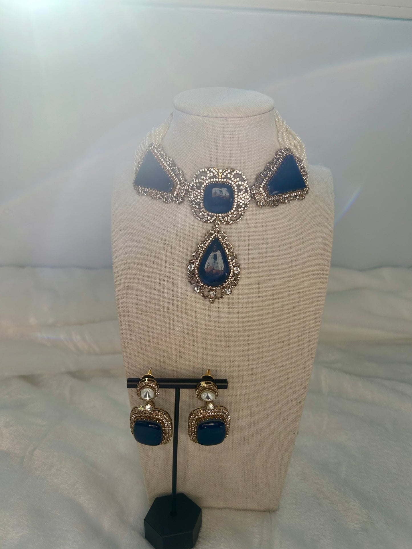 Royal Blue Doublet Choker Set