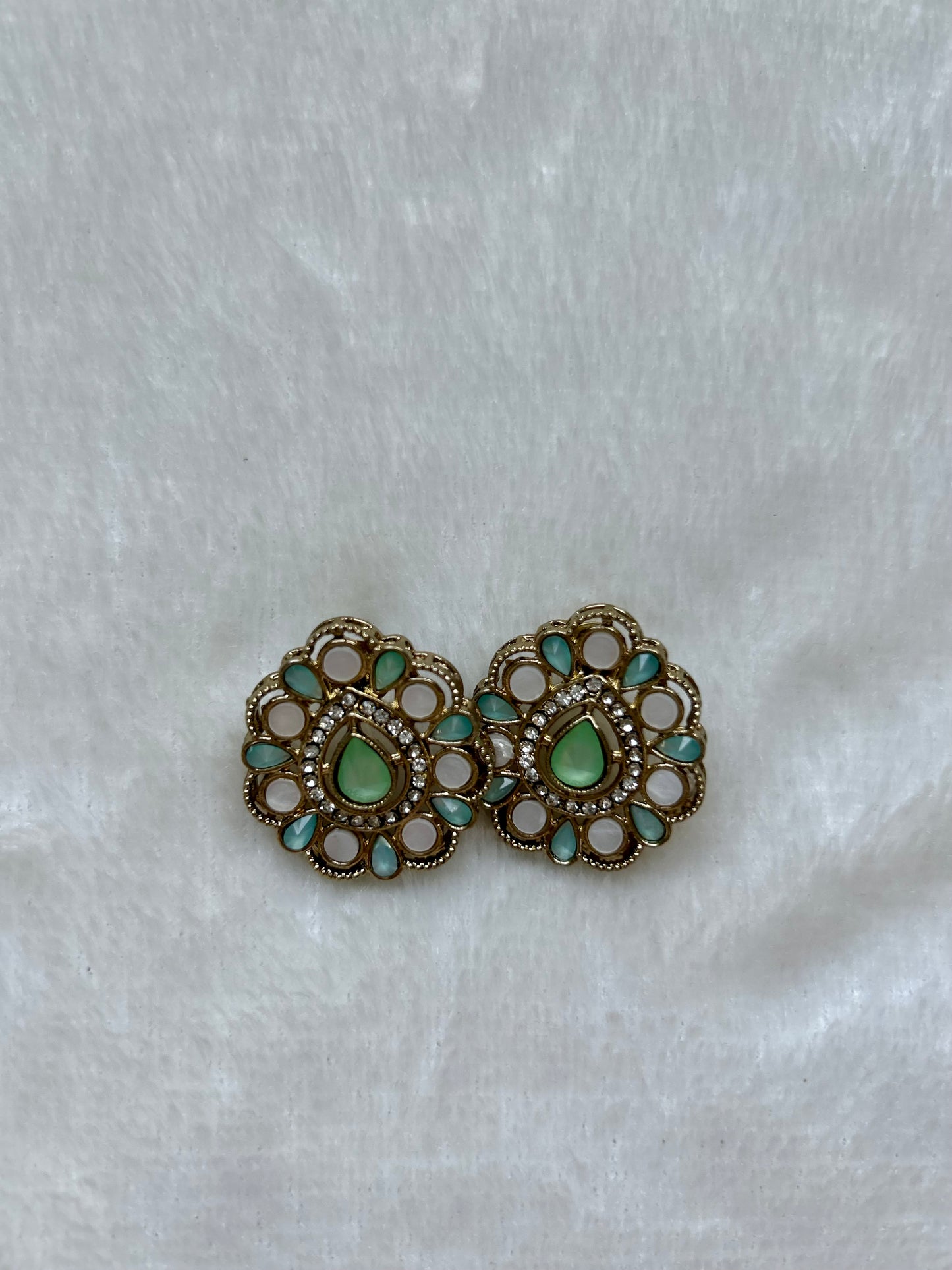 Light Blue Polki Studs