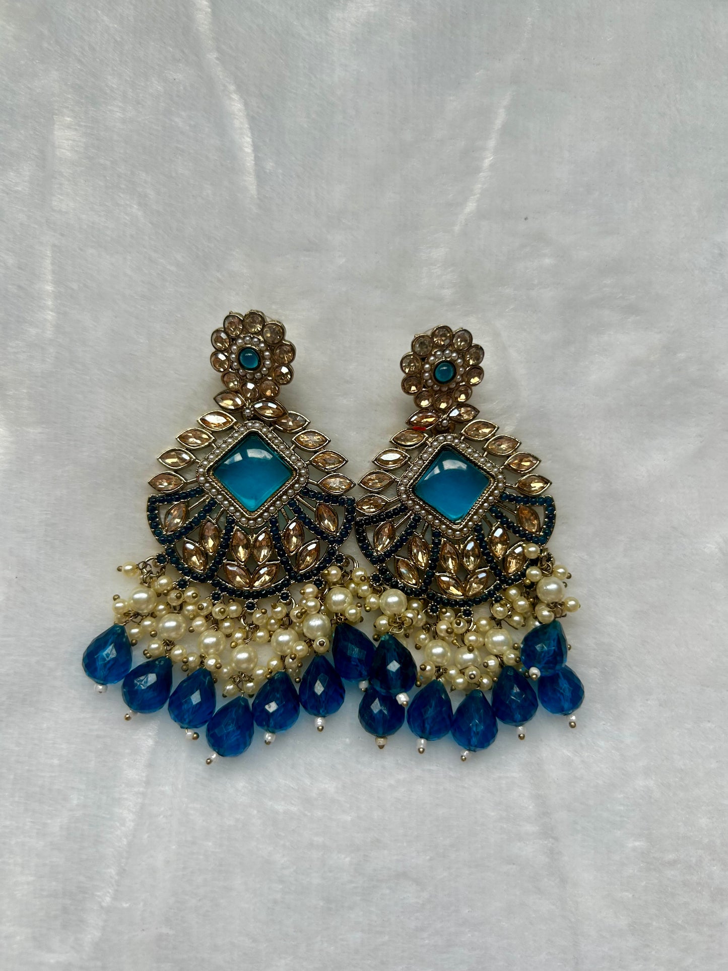 Royal Blue Kundan Earrings