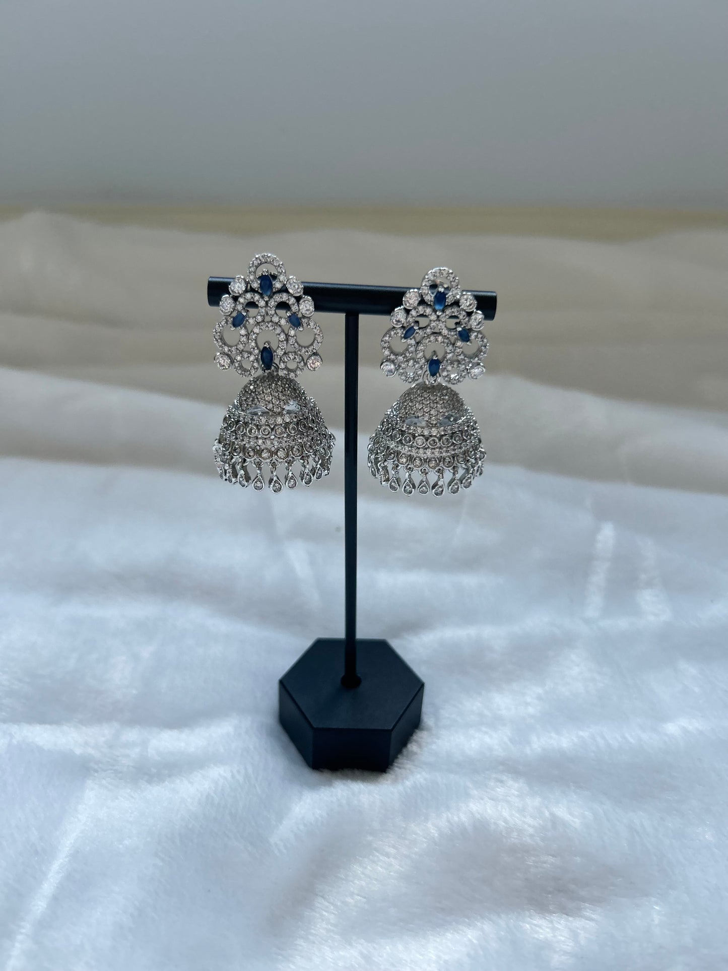 AD Blue Micro Jhumki Earrings