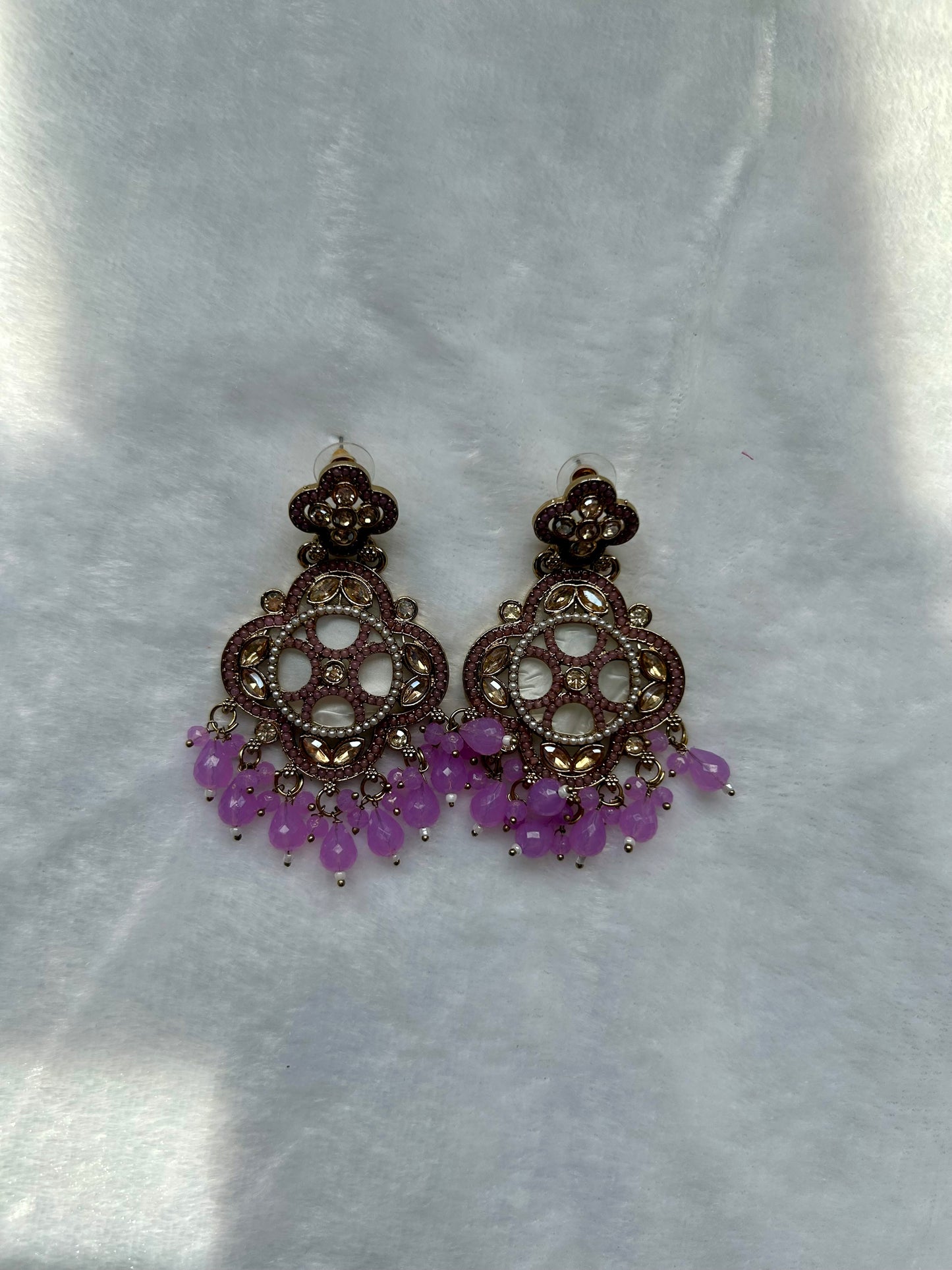 Light Purple Polki Earrings