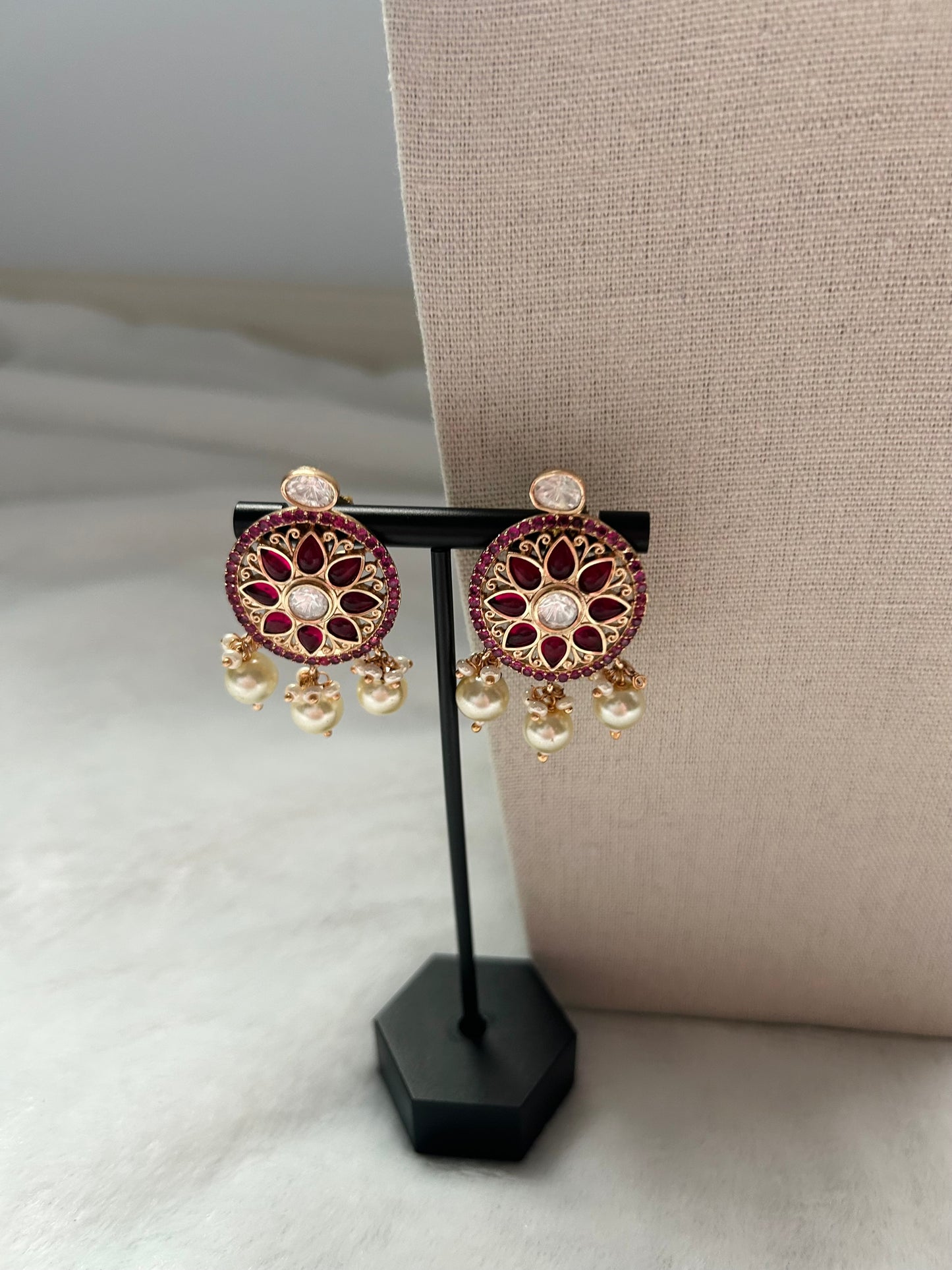 Dark Red Gold Crafted Choker Set