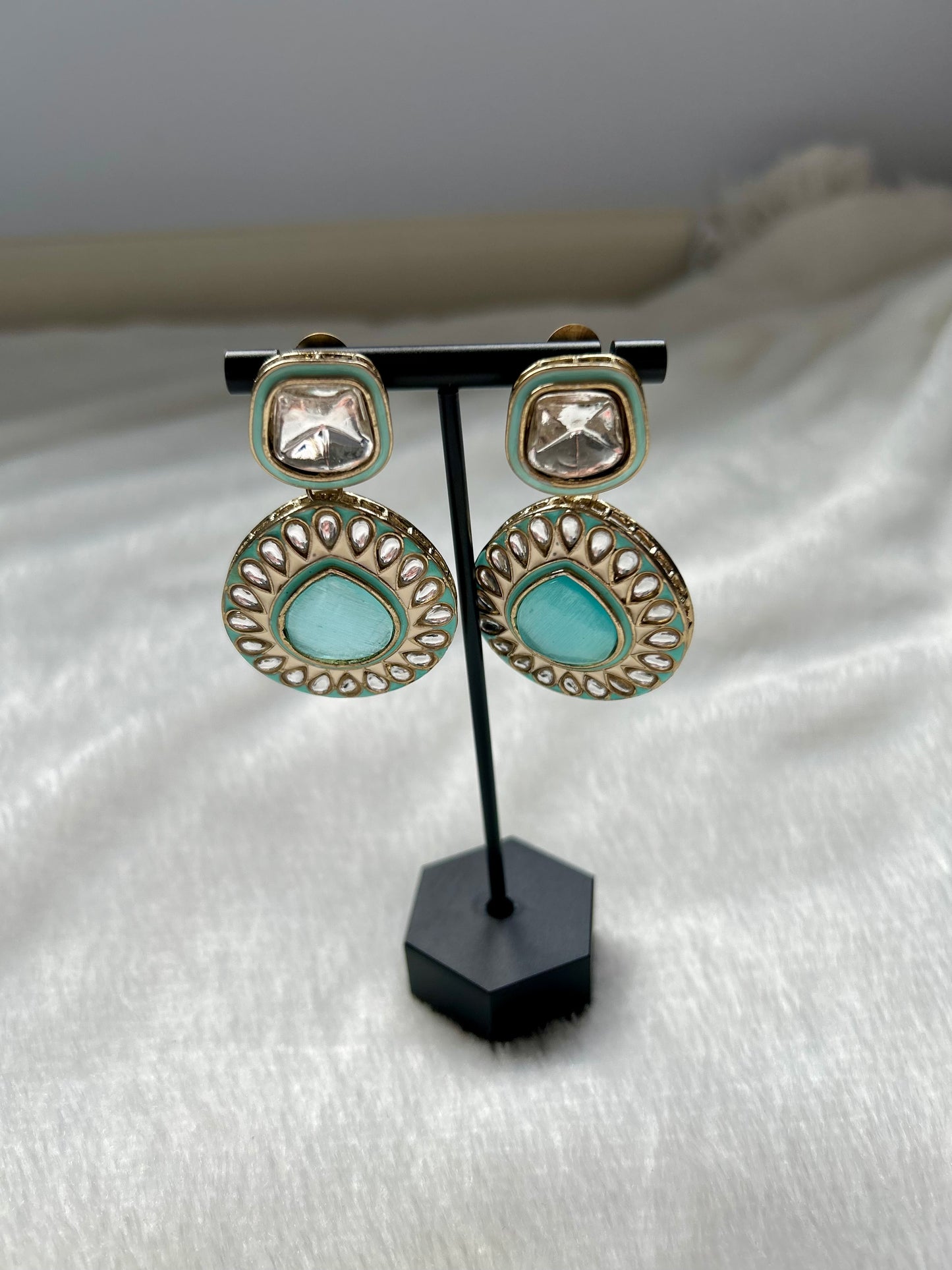 Light Blue Kundan Earrings