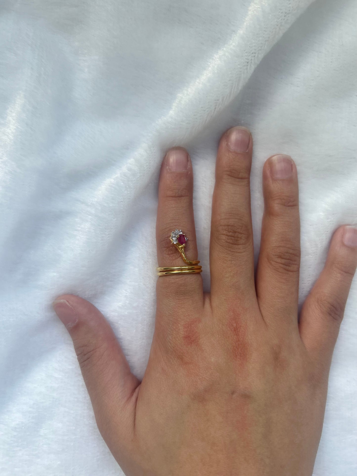 Ruby Bracelet Cuff with Ring