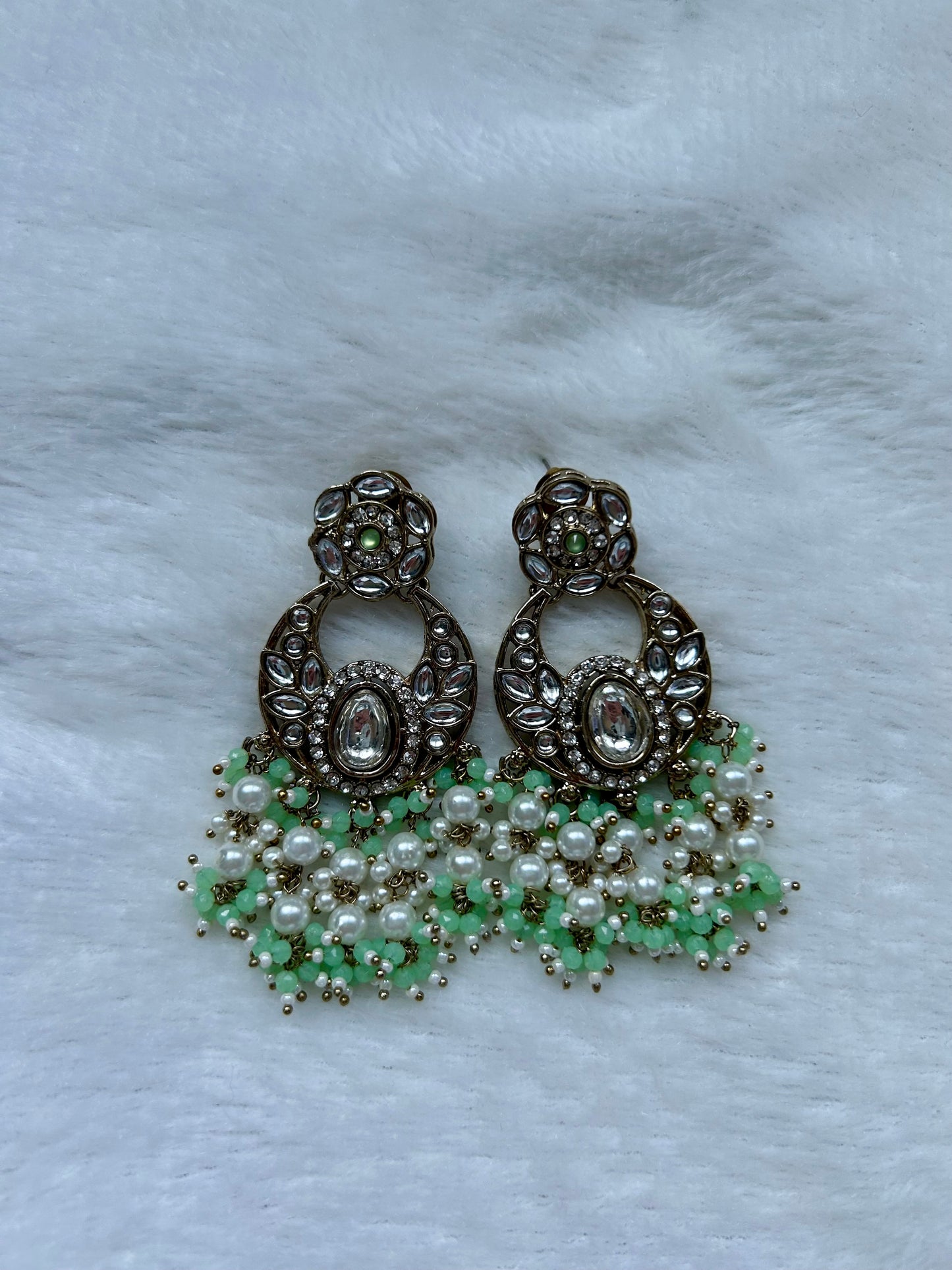 Pista Green Kundan Earrings