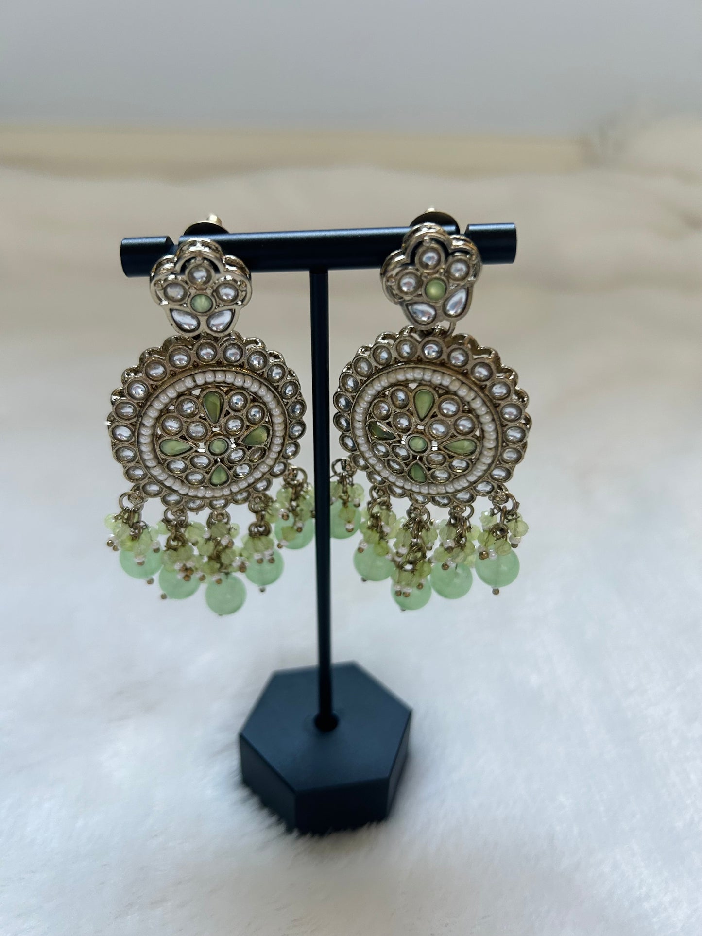 Light Green Kundan Earrings