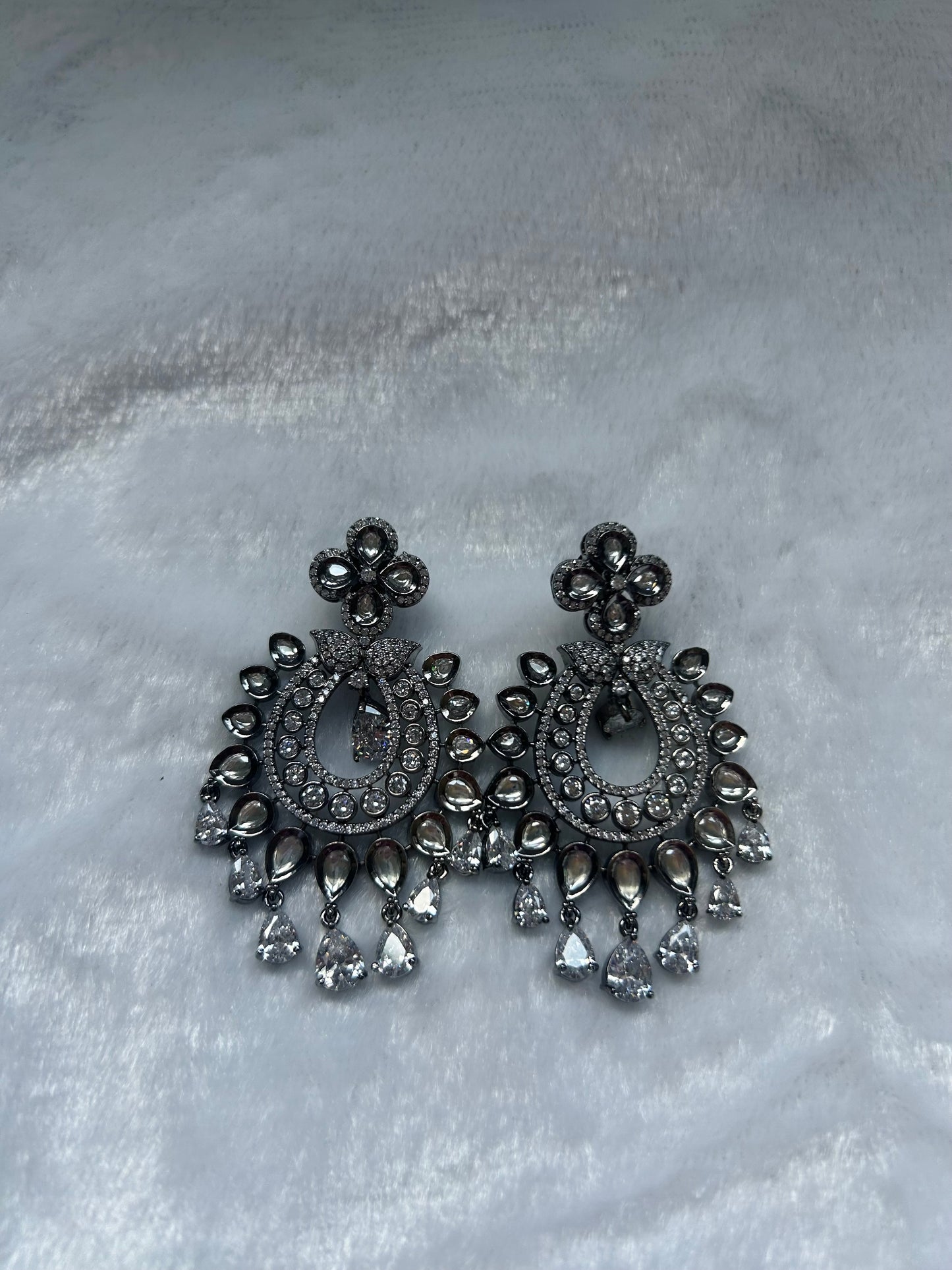 AD & Uncut Kundan White Earrings