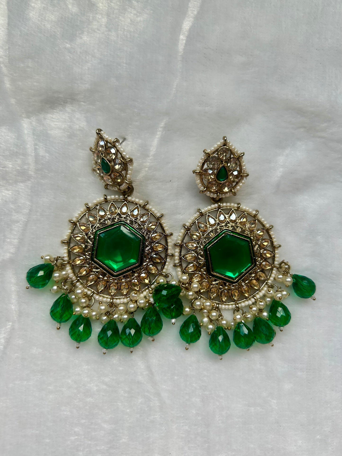 Emerald Green Kundan Earrings