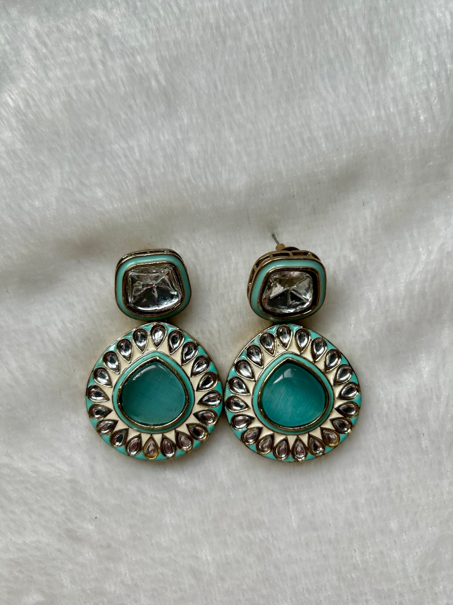 Light Blue Kundan Earrings