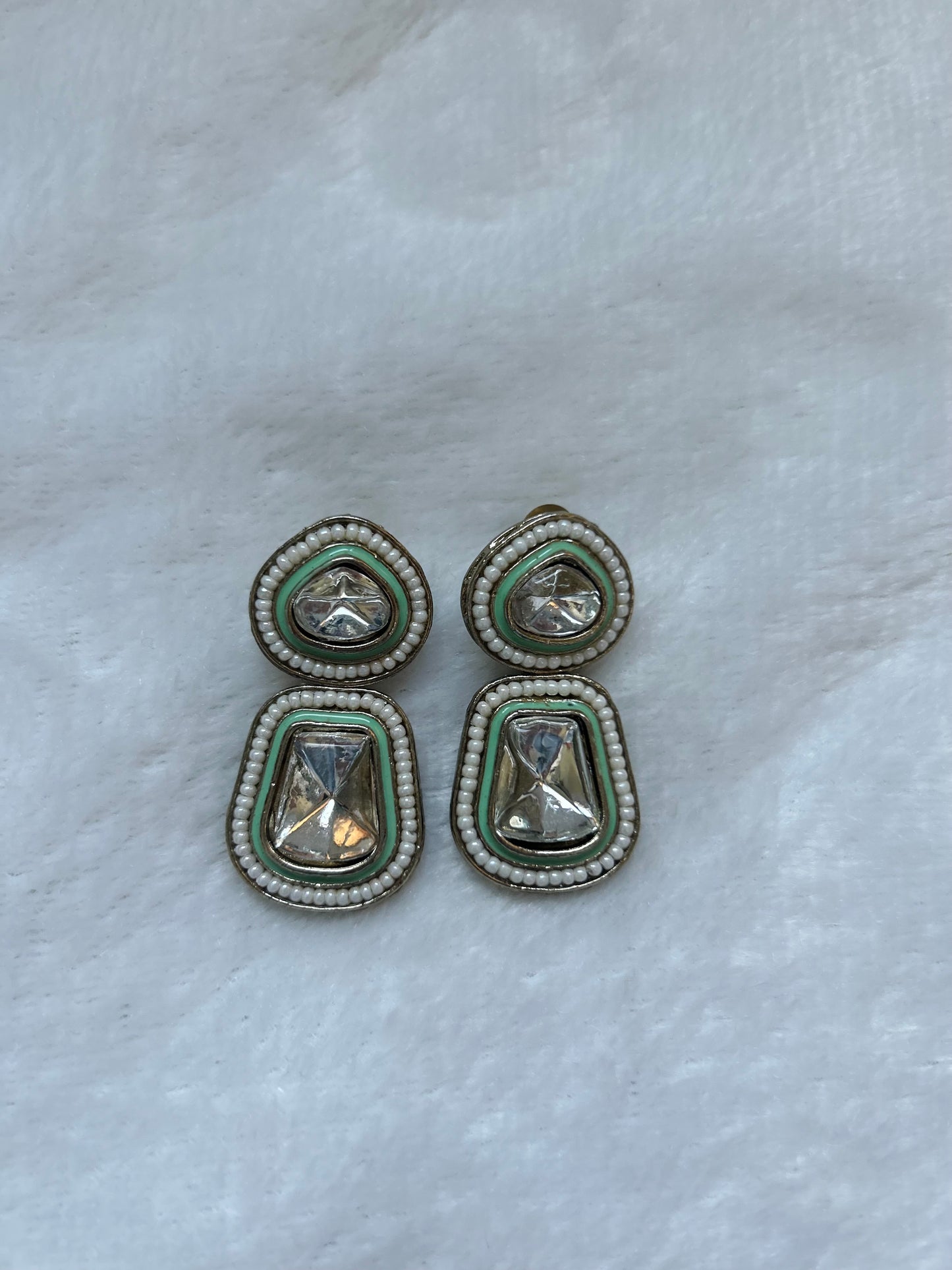 Mint Green Kundan Earrings