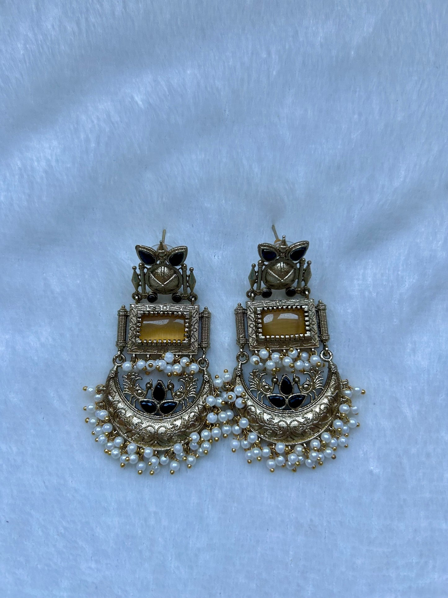 Dual Toned Yellow & Black Earrings