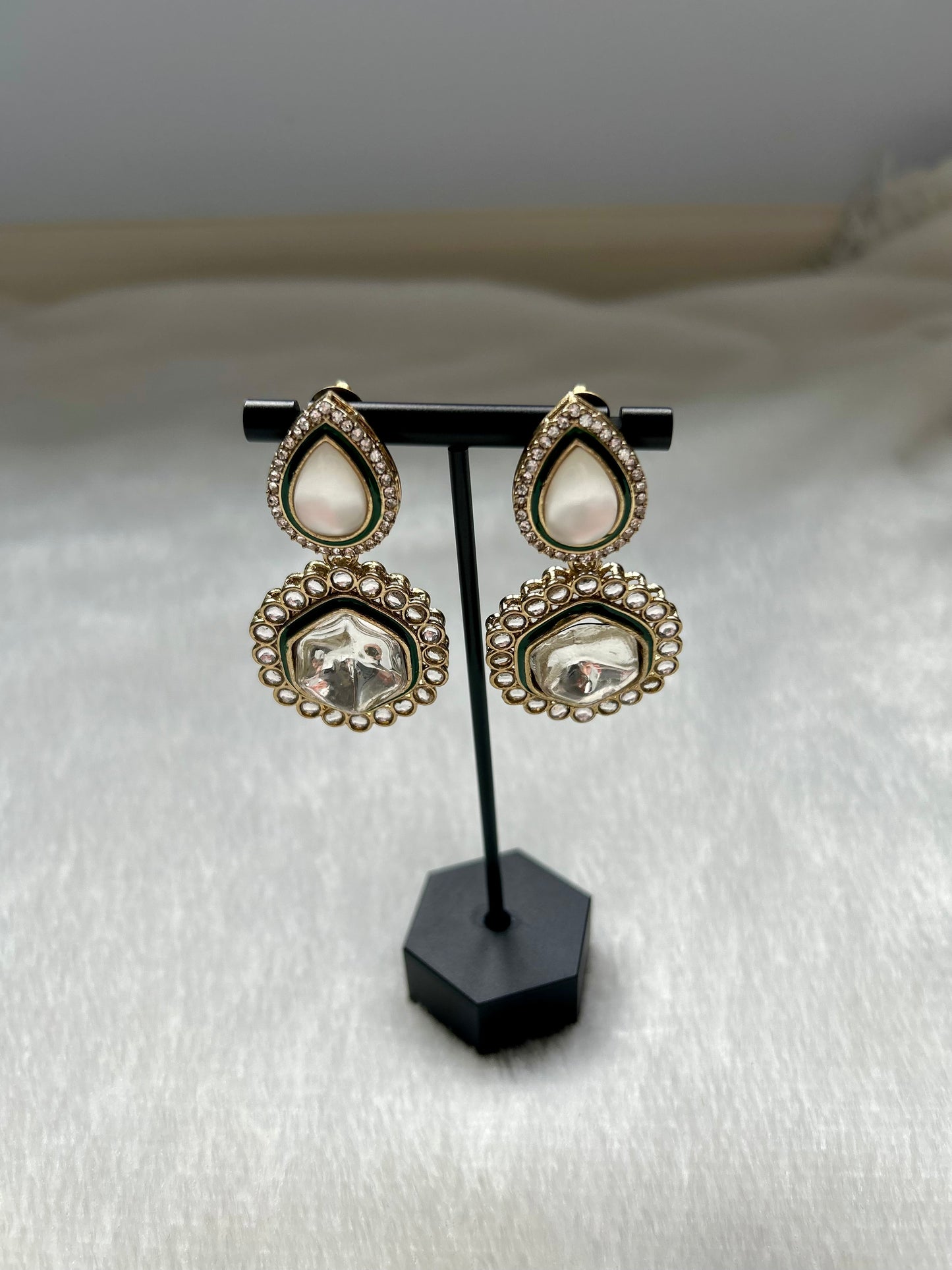 Green Kundan Earrings
