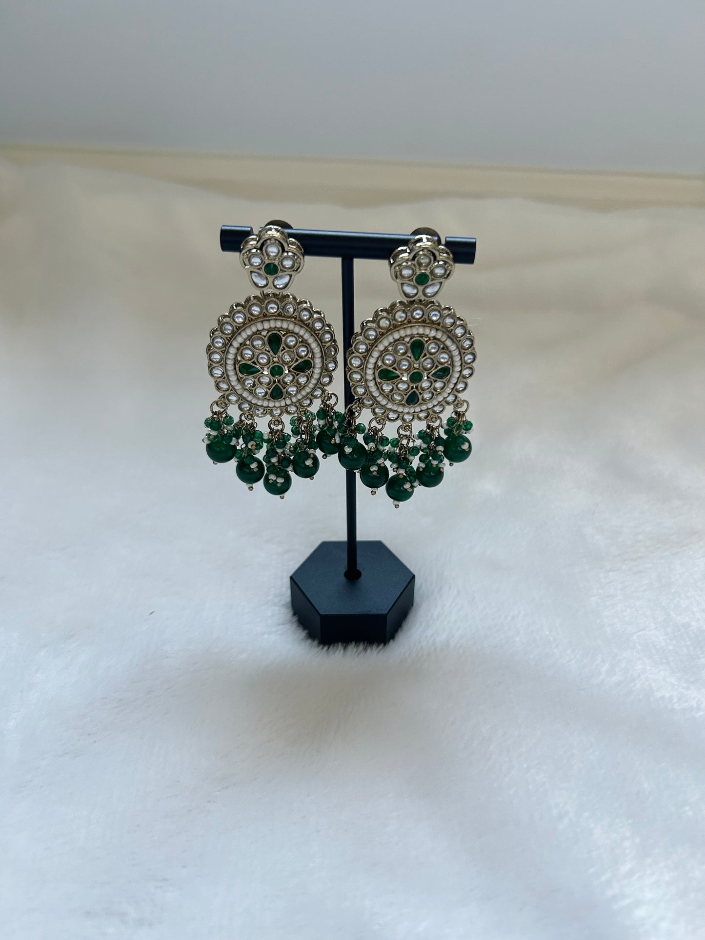 Emerald Green Kundan Earrings