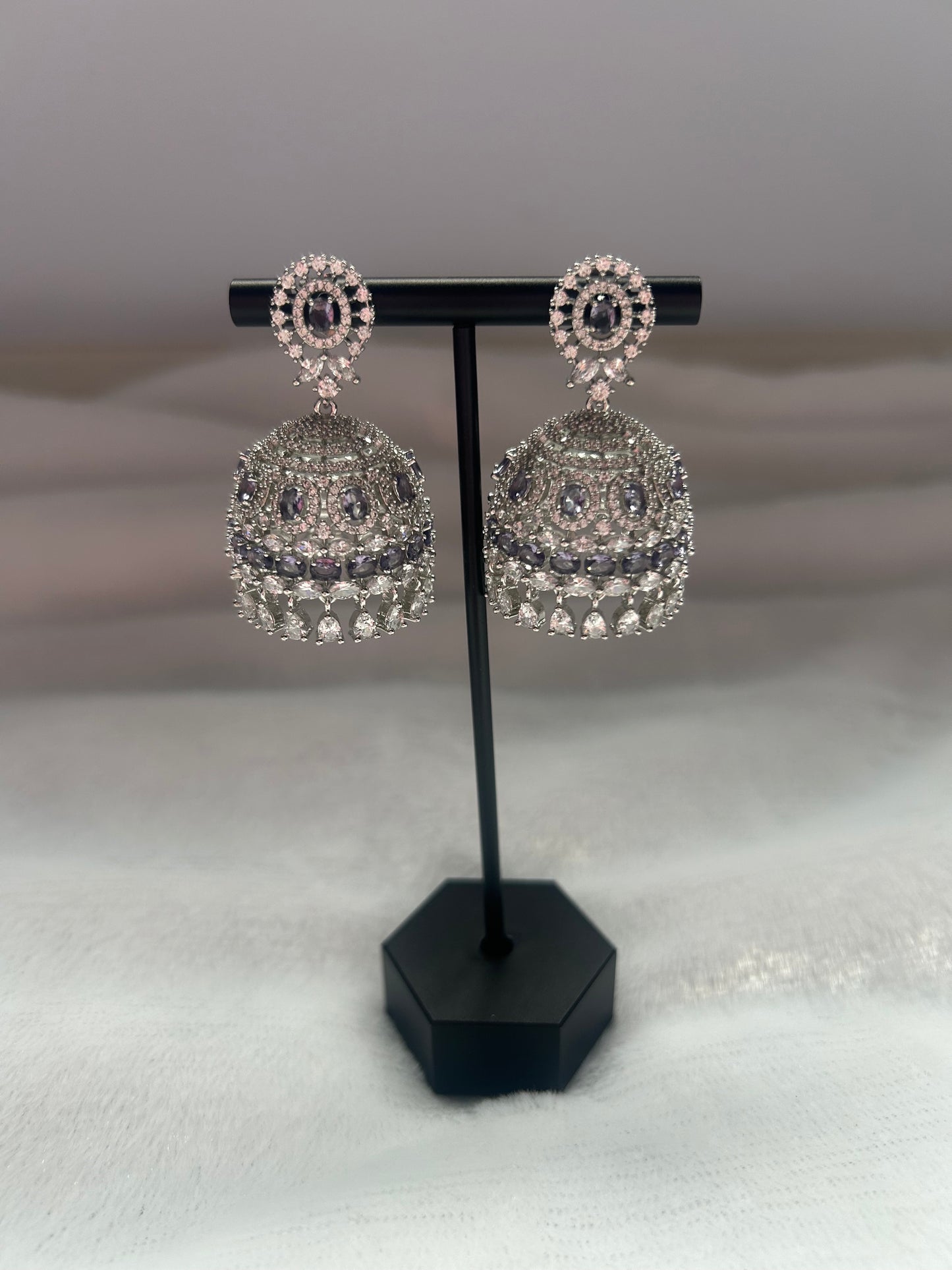 AD Purple Micro Jhumki Earrings