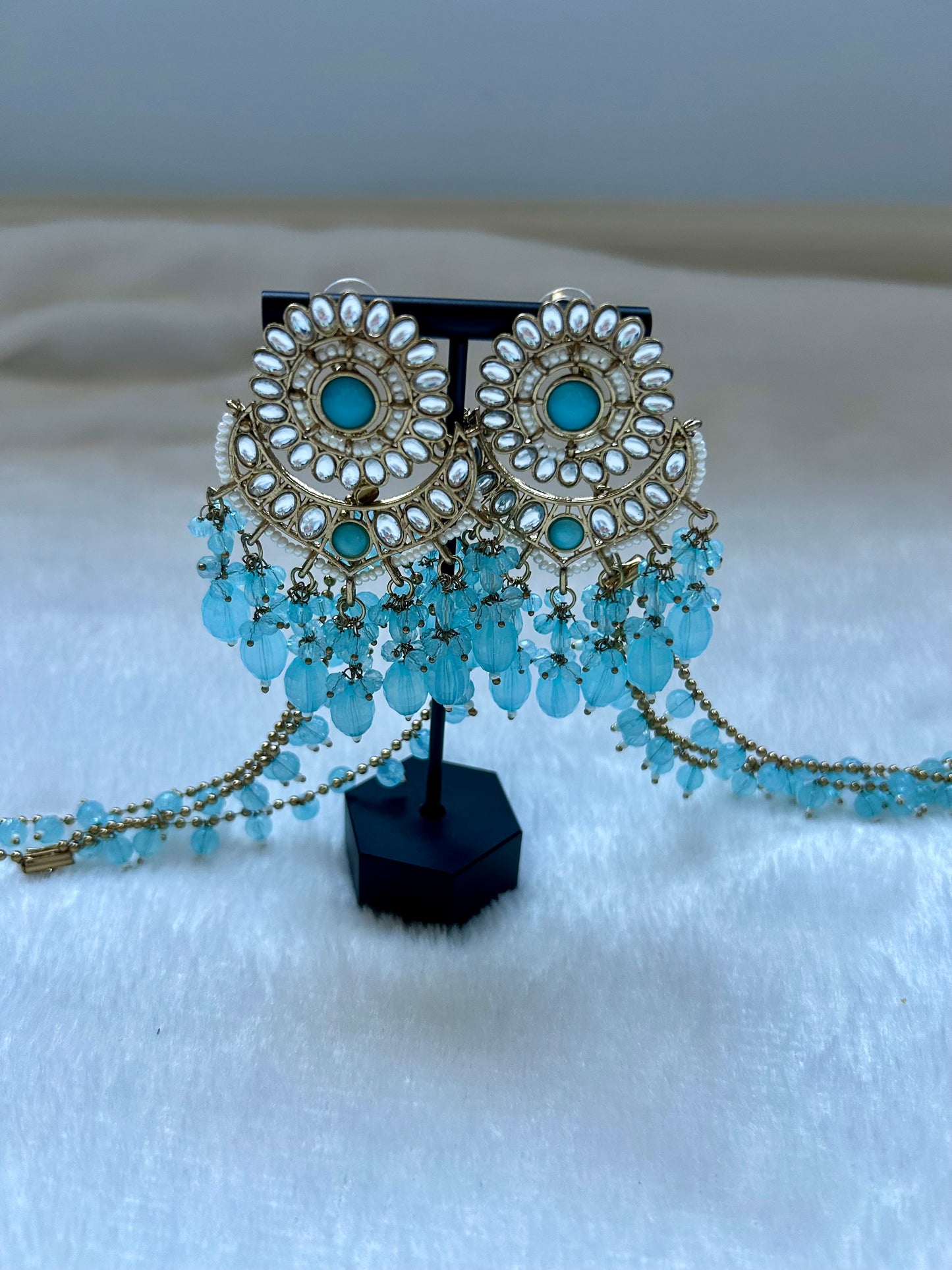 Blue Detachable Sahara Kundan Earrings