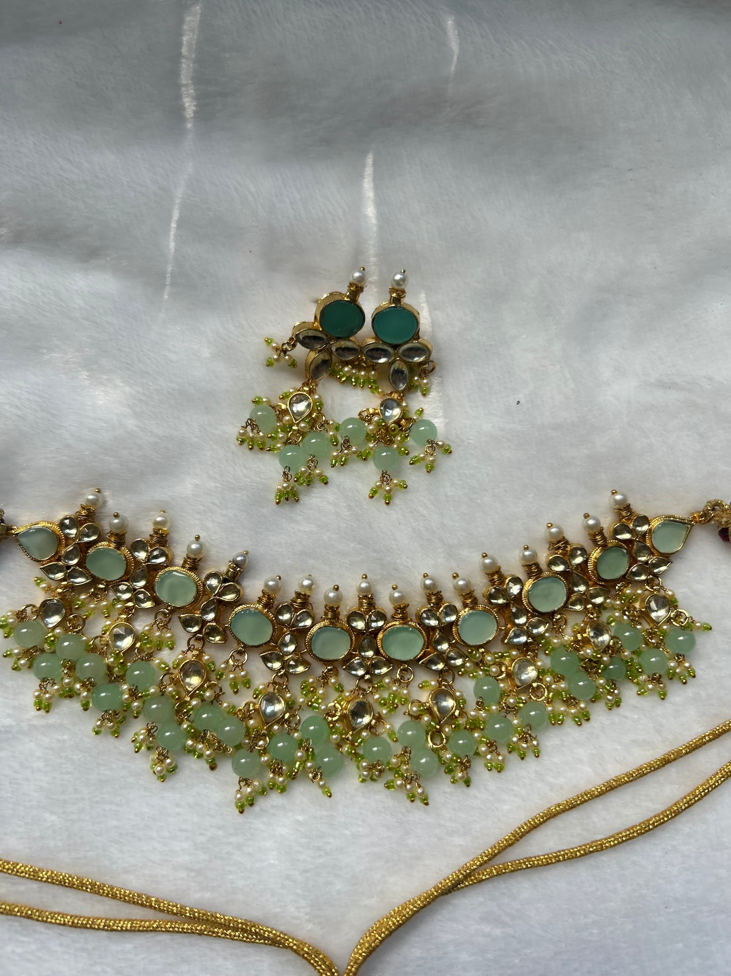 Ferozi Blue Pachi Kundan Choker Set