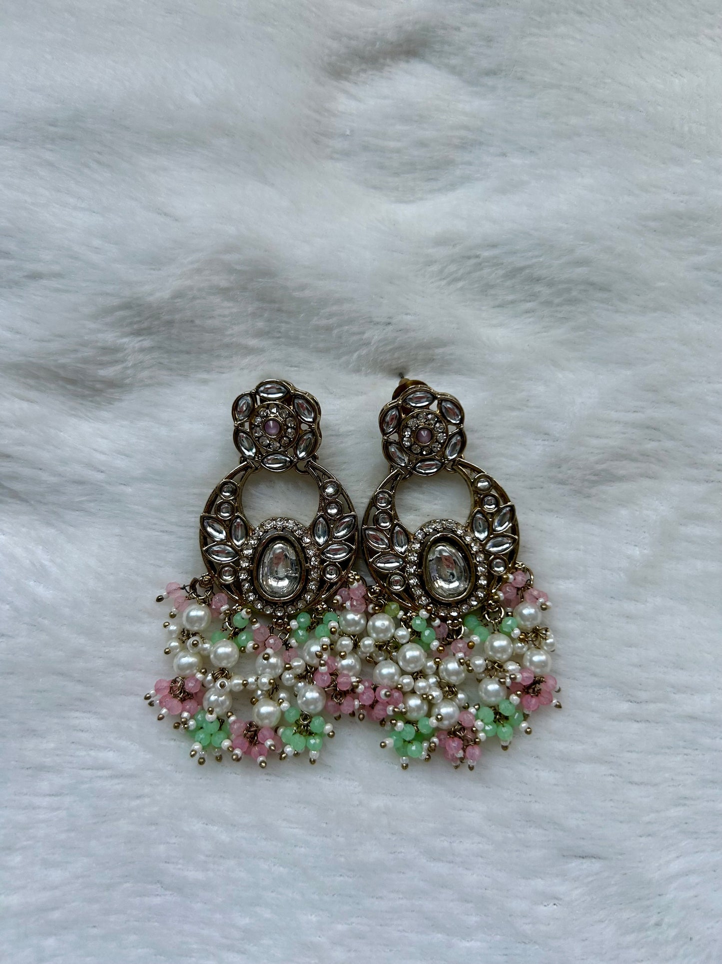 Mint & Pink Kundan Earrings