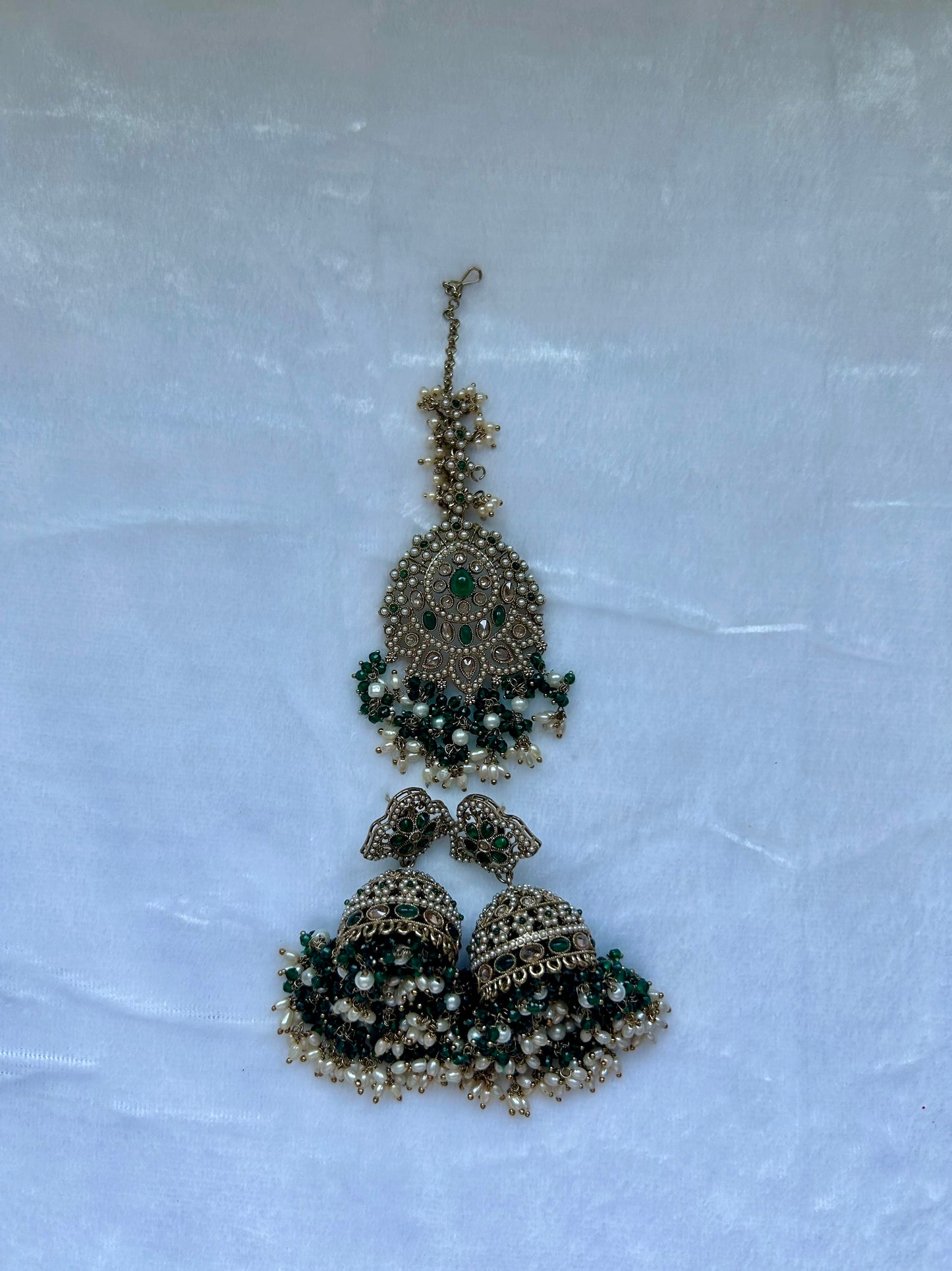 Emerald Green Polki Tikka Set