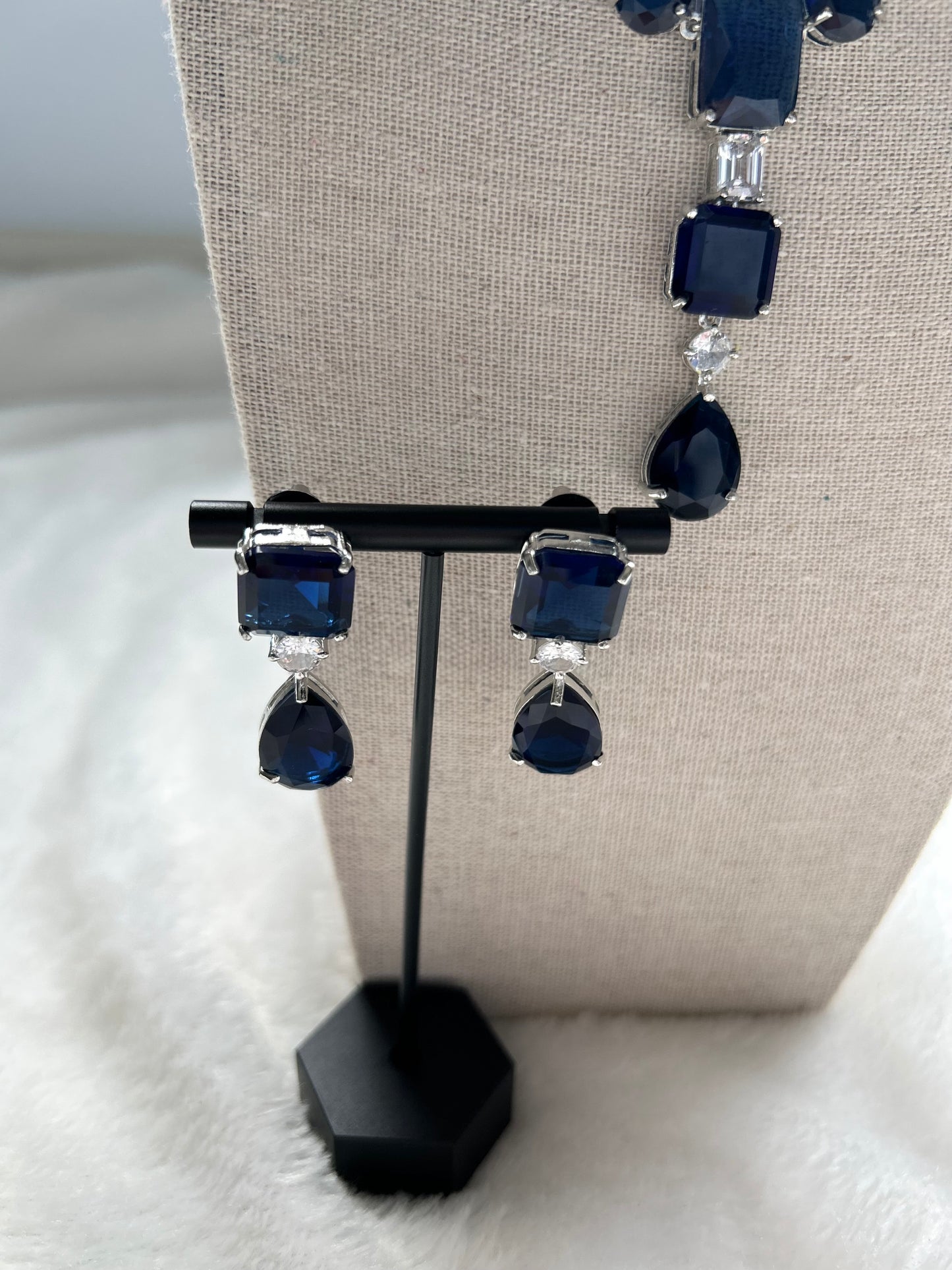 AD Royal Blue Long Necklace Set
