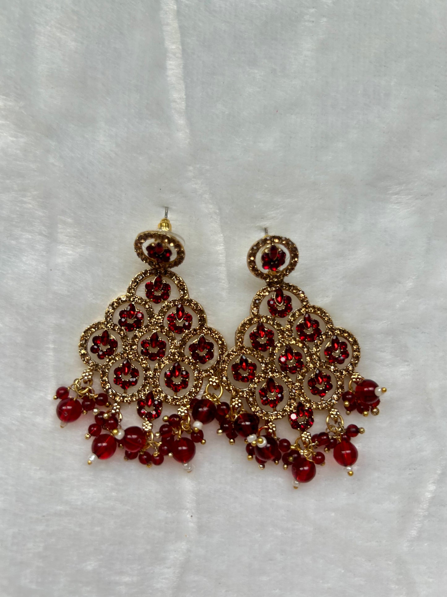 Dark Red Polki Earrings