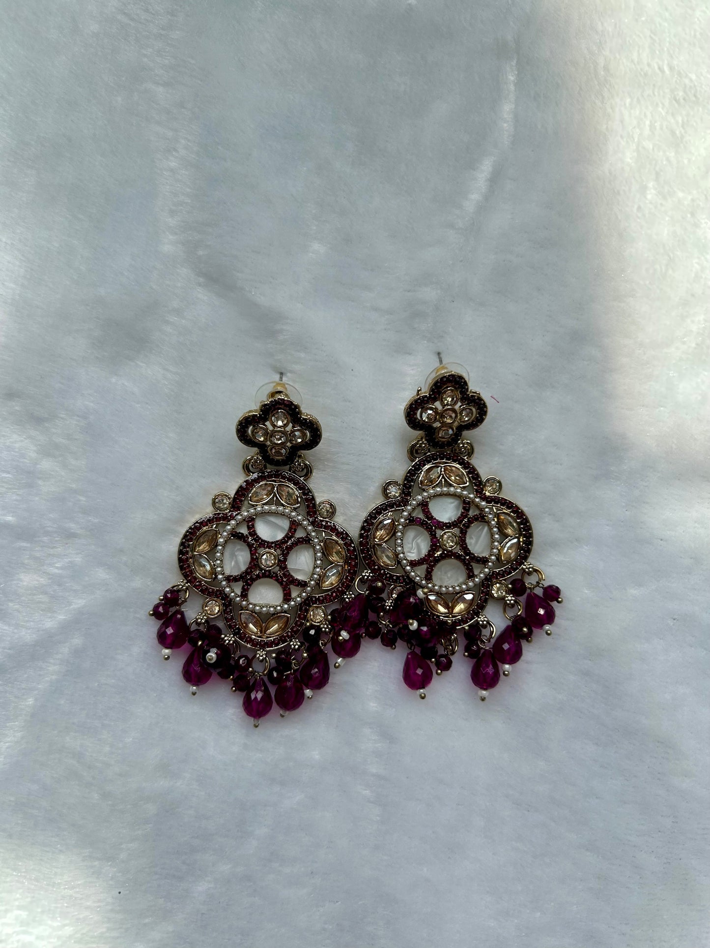 Dark Purple Polki Earrings