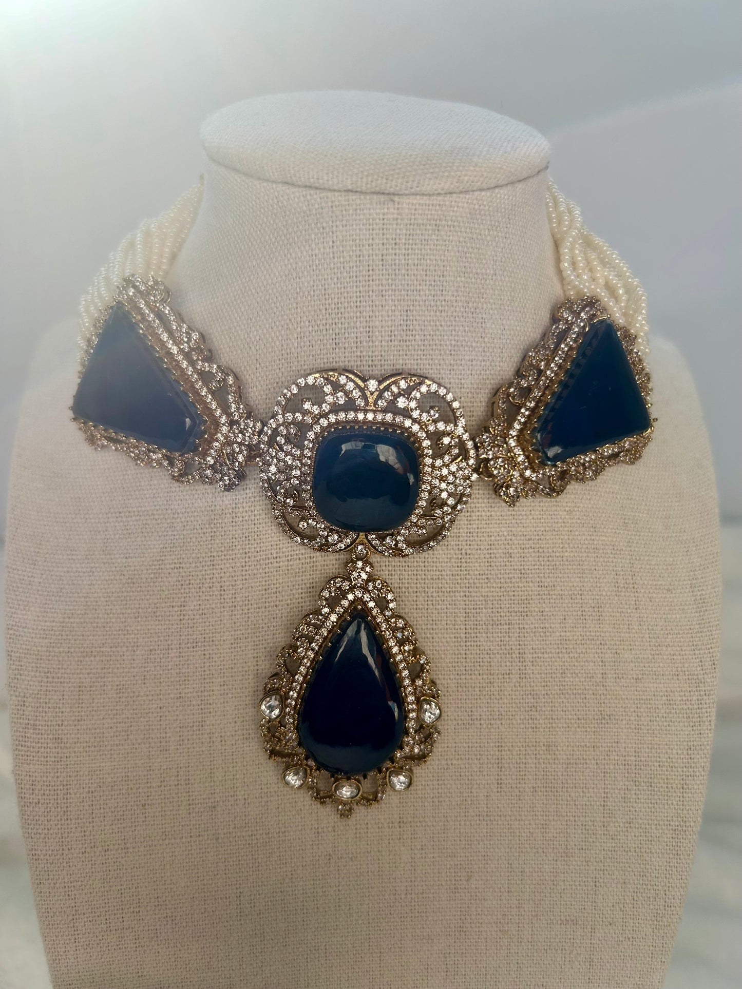 Royal Blue Doublet Choker Set