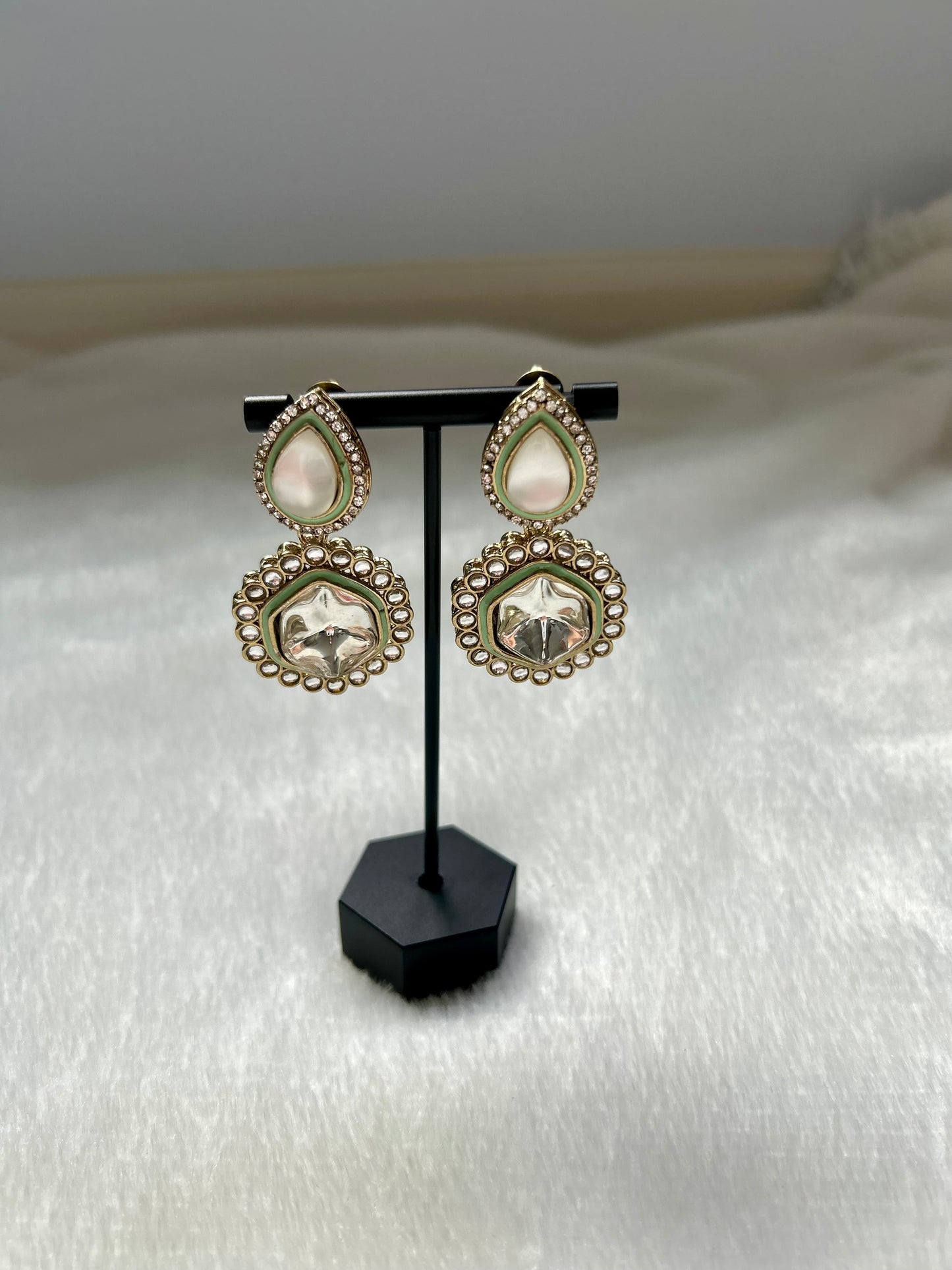 Mint Kundan Earrings
