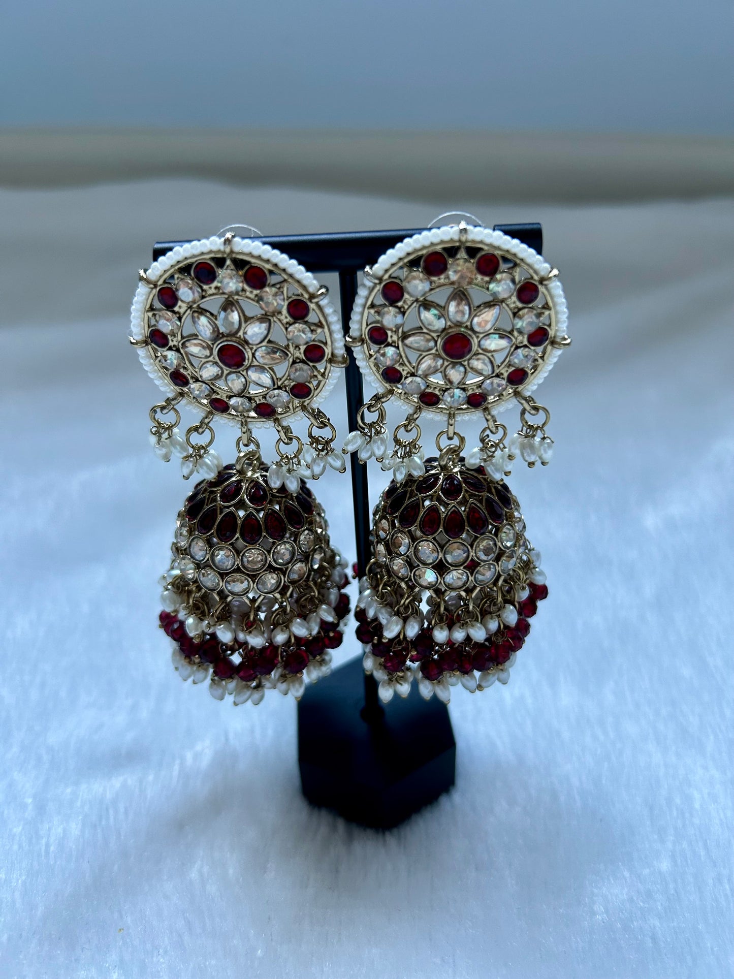 Maroon Kundan Earrings