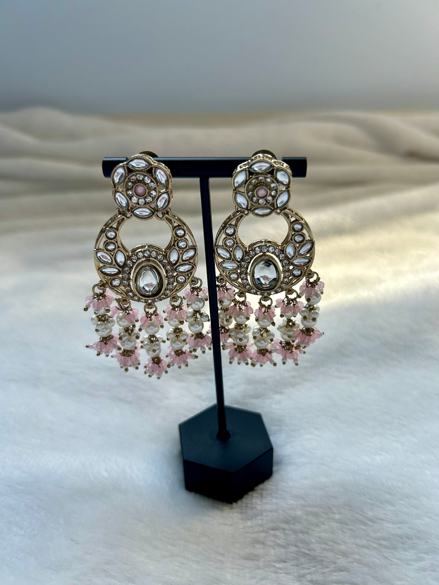 Light Pink Kundan Earrings