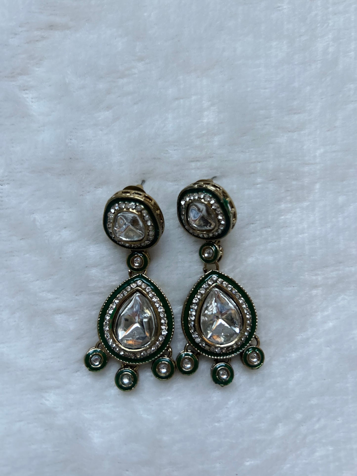 Emerald Green Kundan Earrings