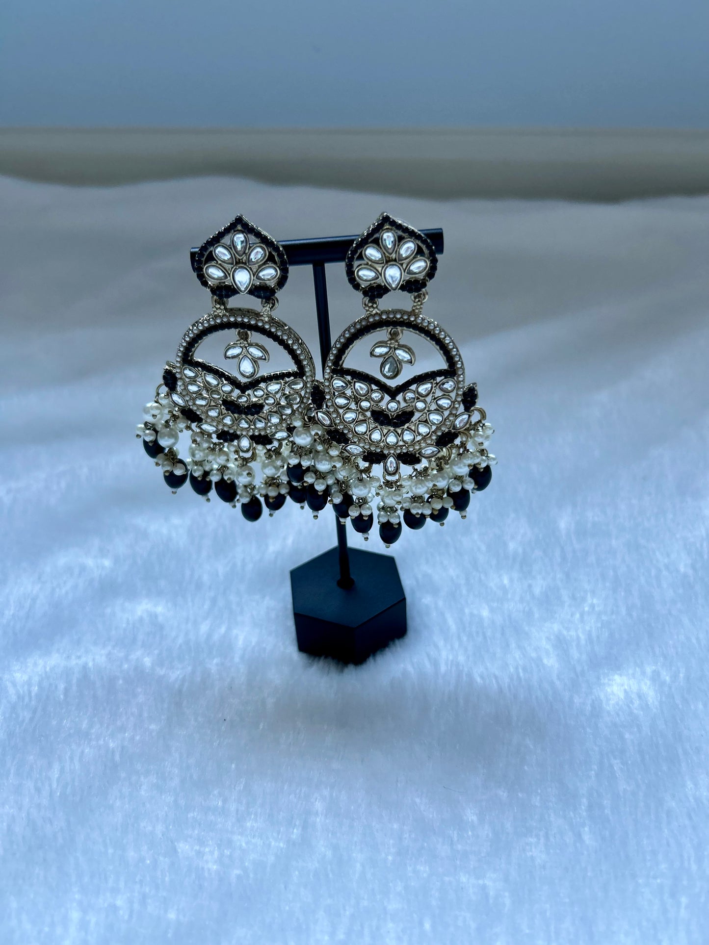 Pakistani Inspired Black Kundan Earrings