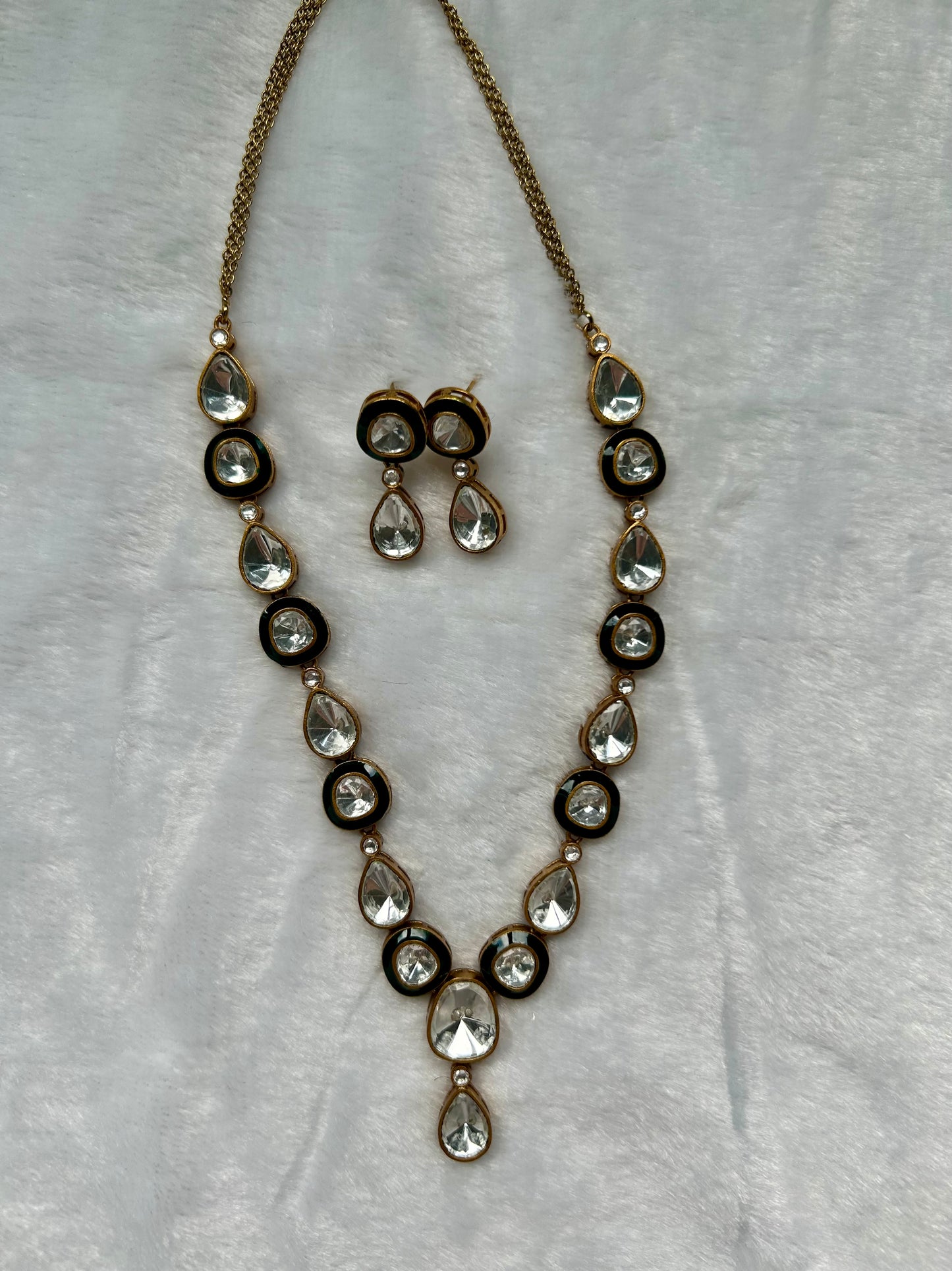 Green Uncut Kundan Necklace Set