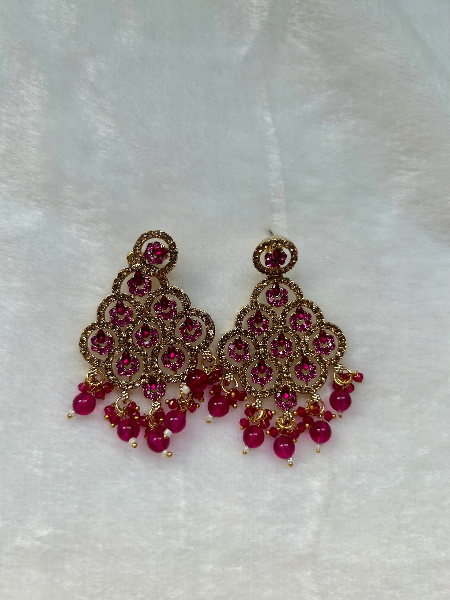 Hot Pink Polki Earrings