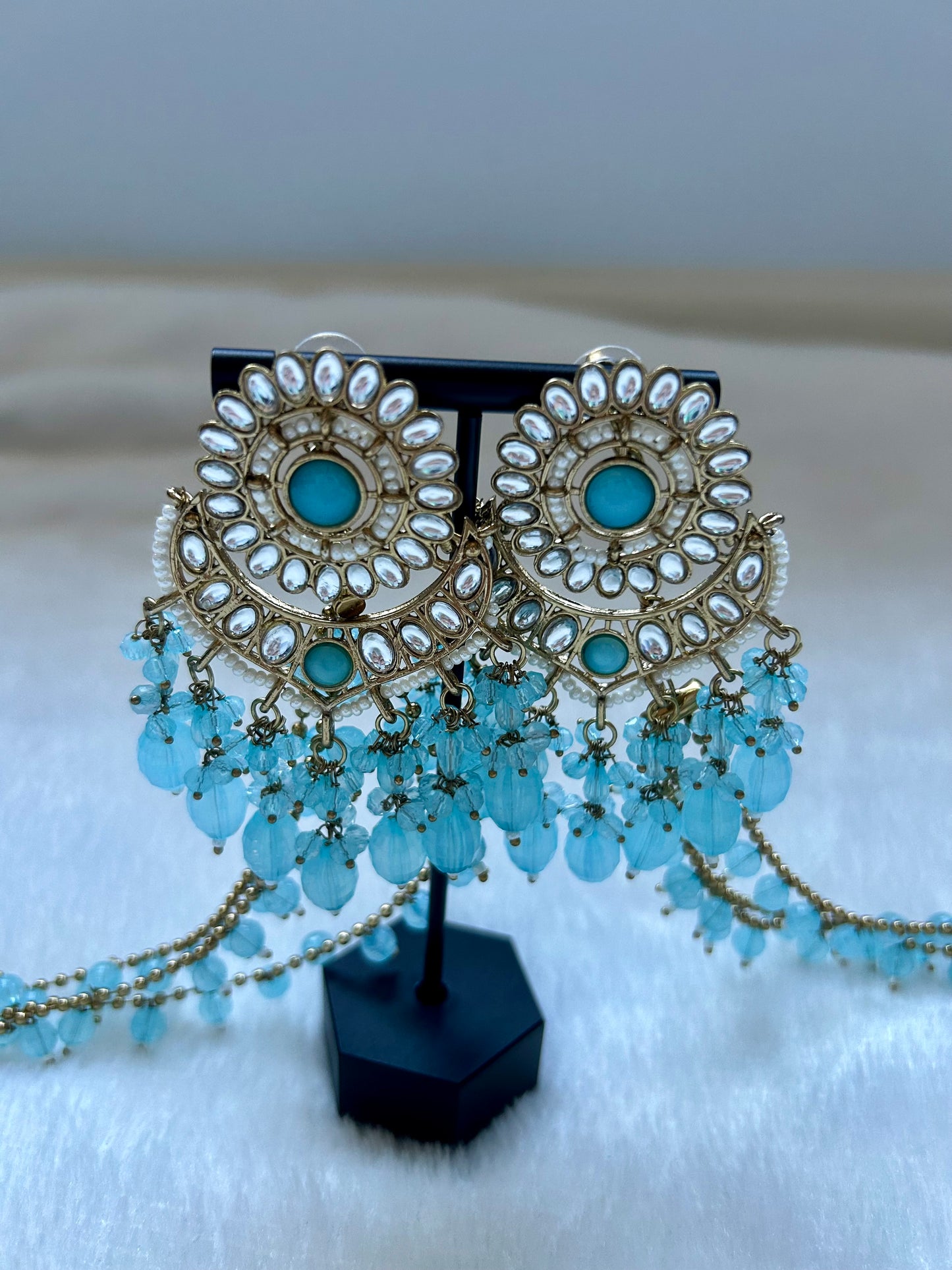 Blue Detachable Sahara Kundan Earrings