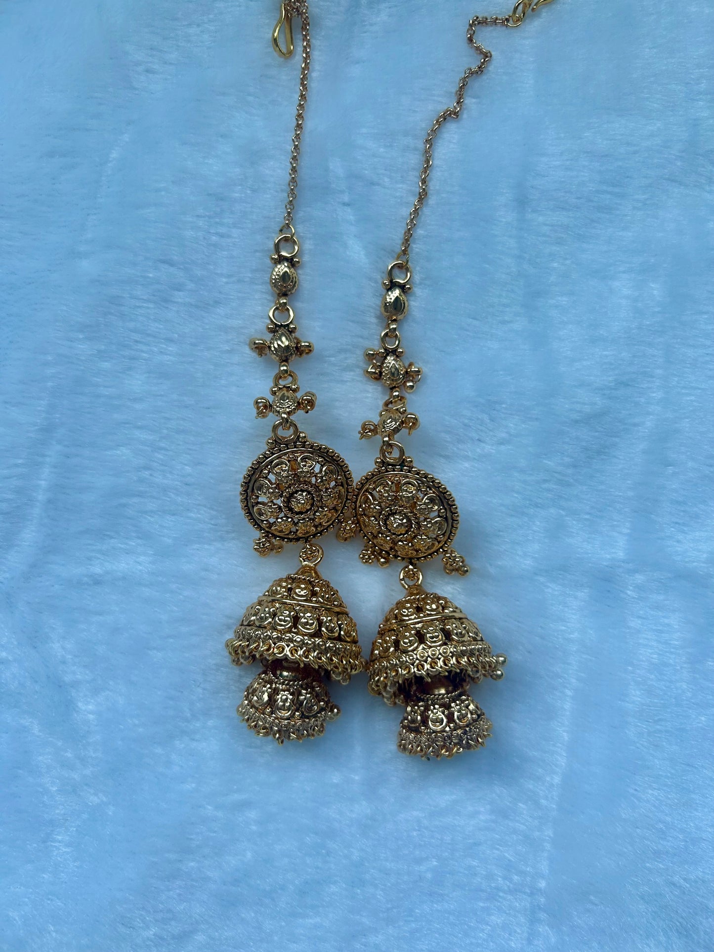 Gold 3 Jhumki Sahara Earrings