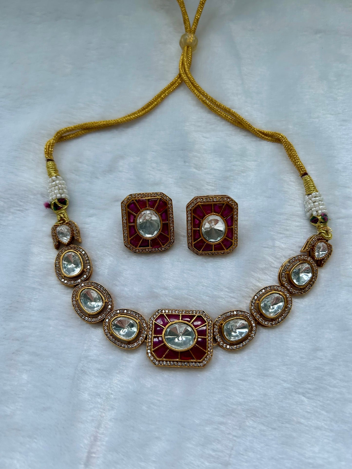 Ruby Moissanite Kundan Choker Set