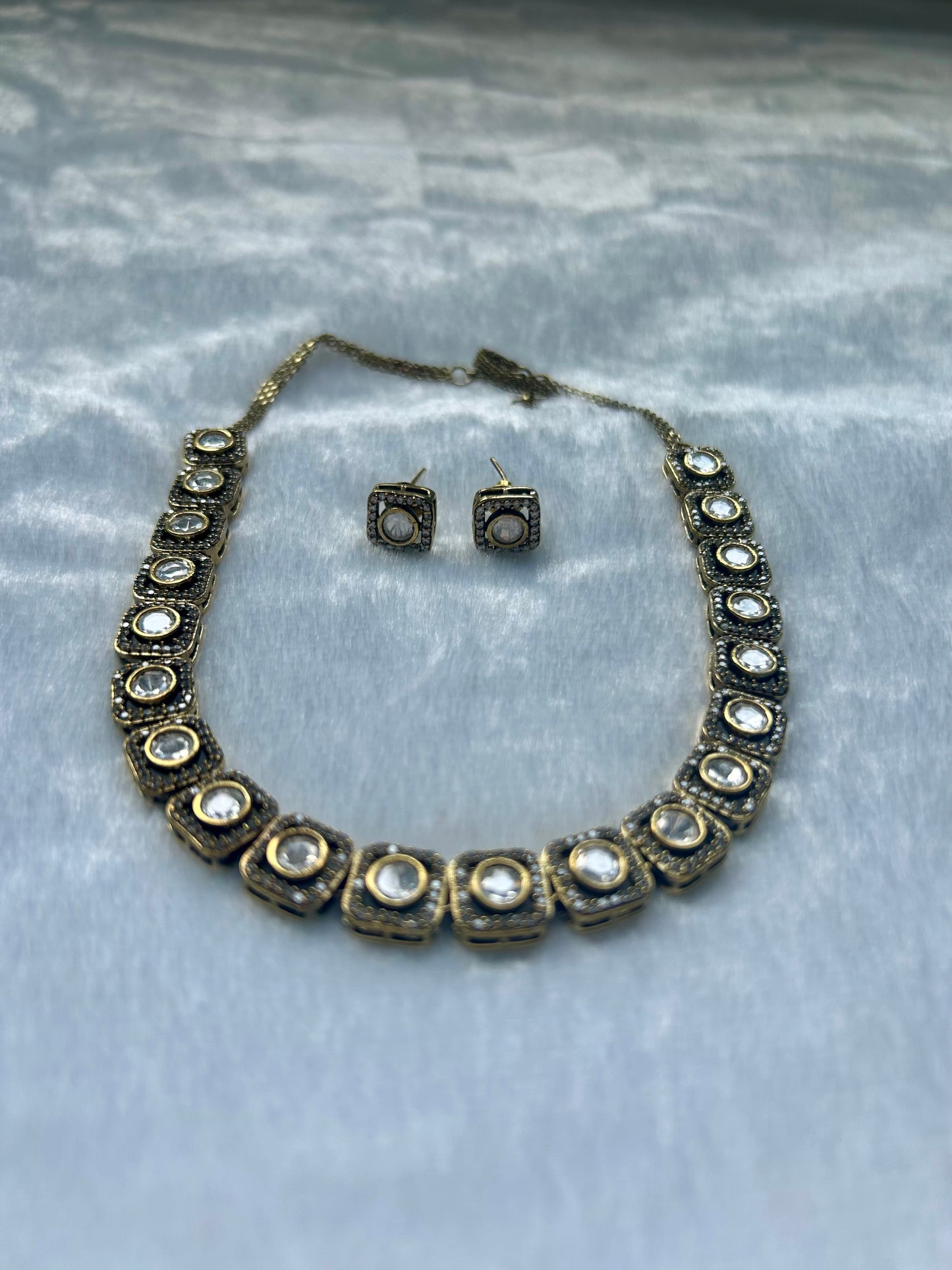 White Moissanite Kundan Choker Set