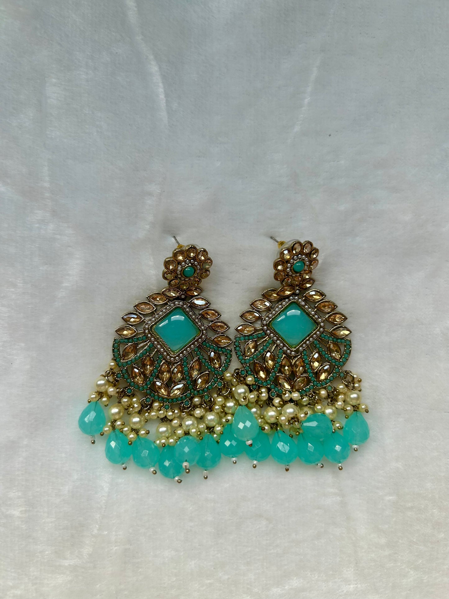 Ferozi Blue Kundan Earrings
