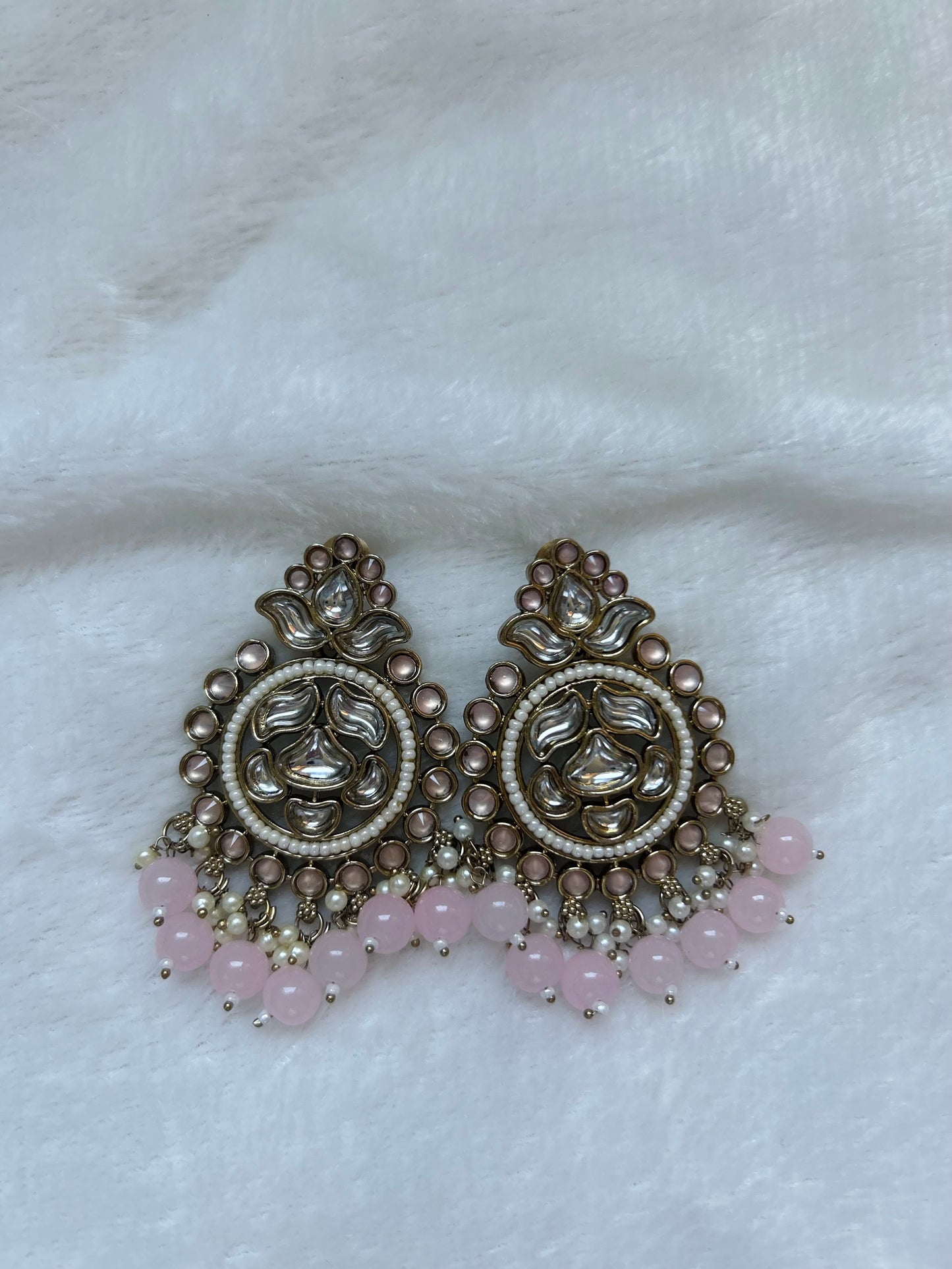 Light Pink Kundan Earrings