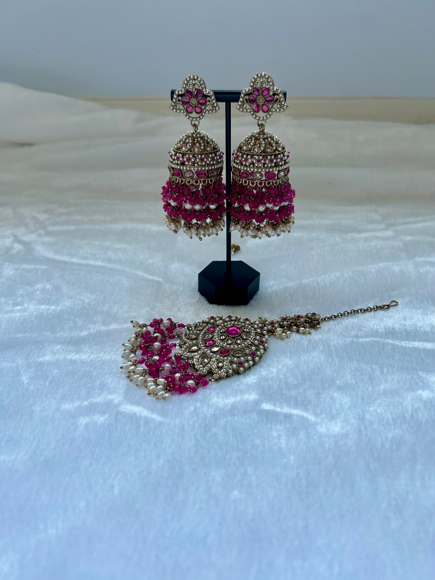 Hot Pink Polki Tikka Set