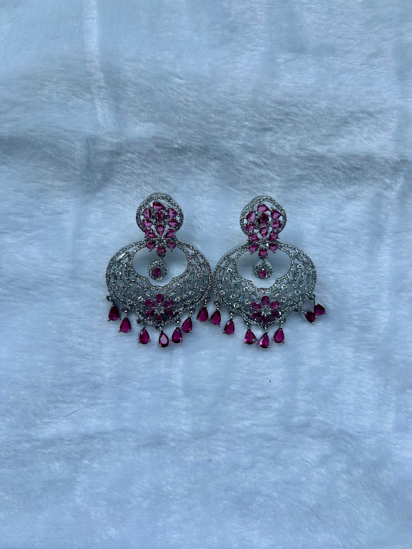 AD Dark Red Chandbali Earrings