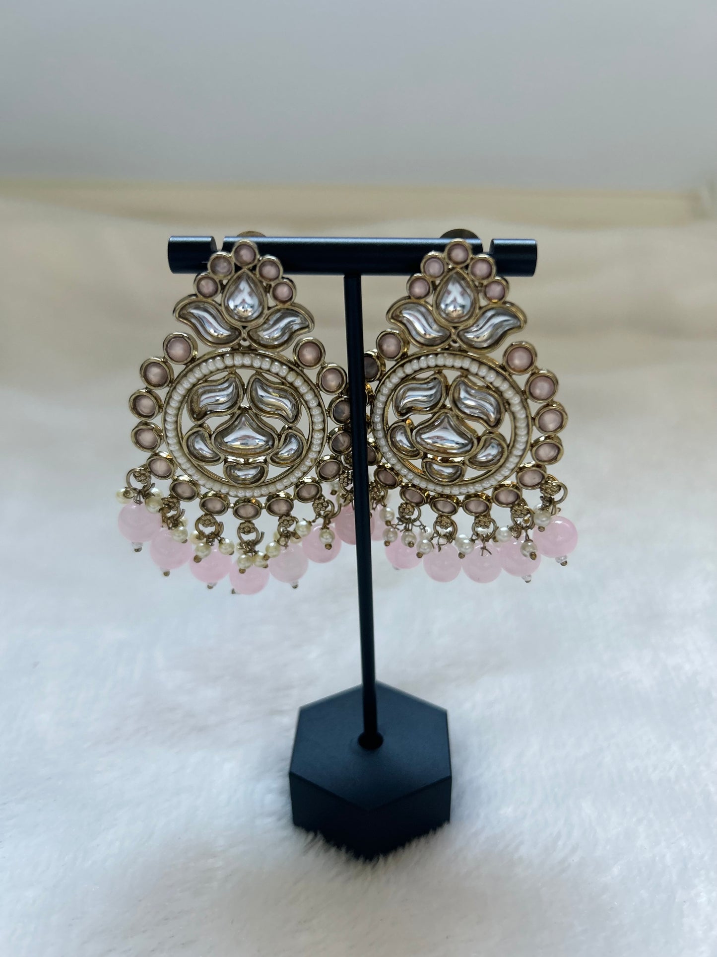 Light Pink Kundan Earrings